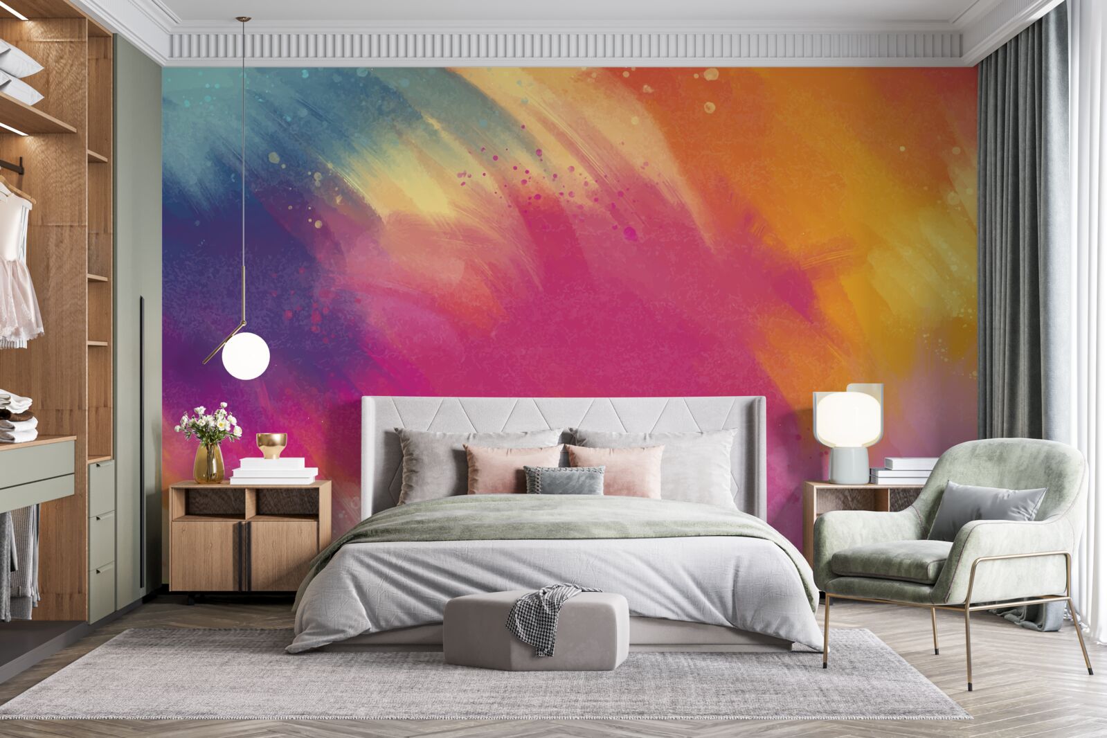 Fotobehang regenboog in de ruimte