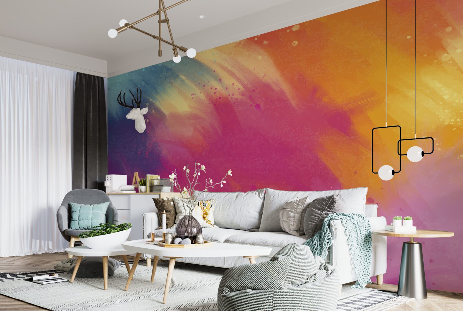 Fotobehang regenboog in de ruimte