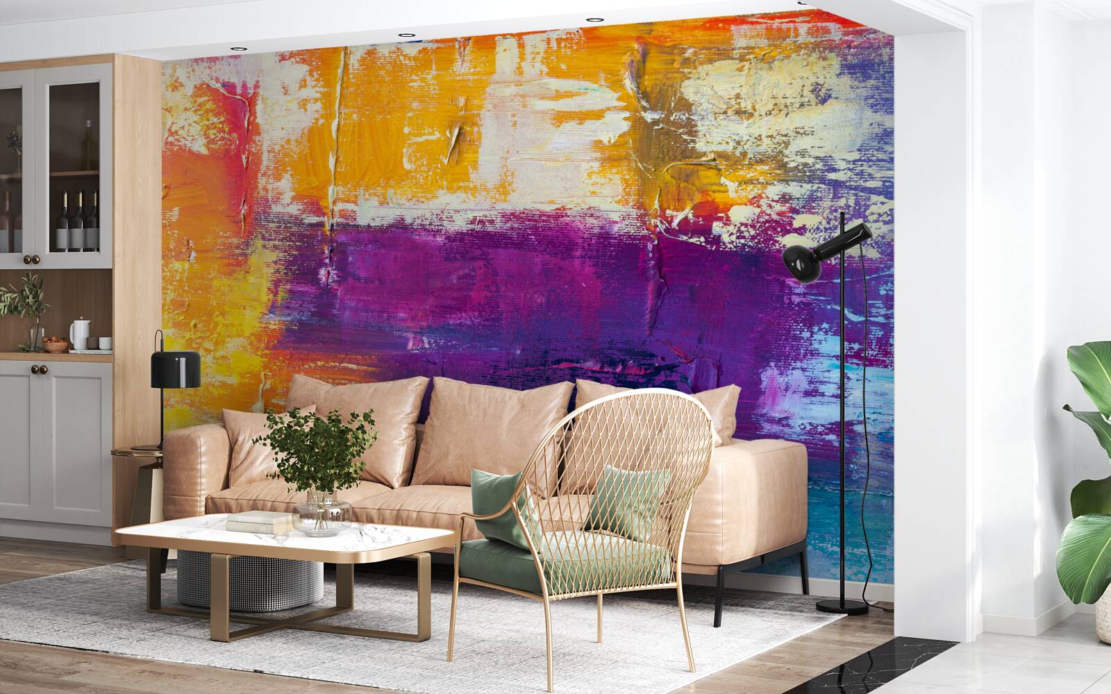 Fotobehang zonsondergang cottage bij de vijver