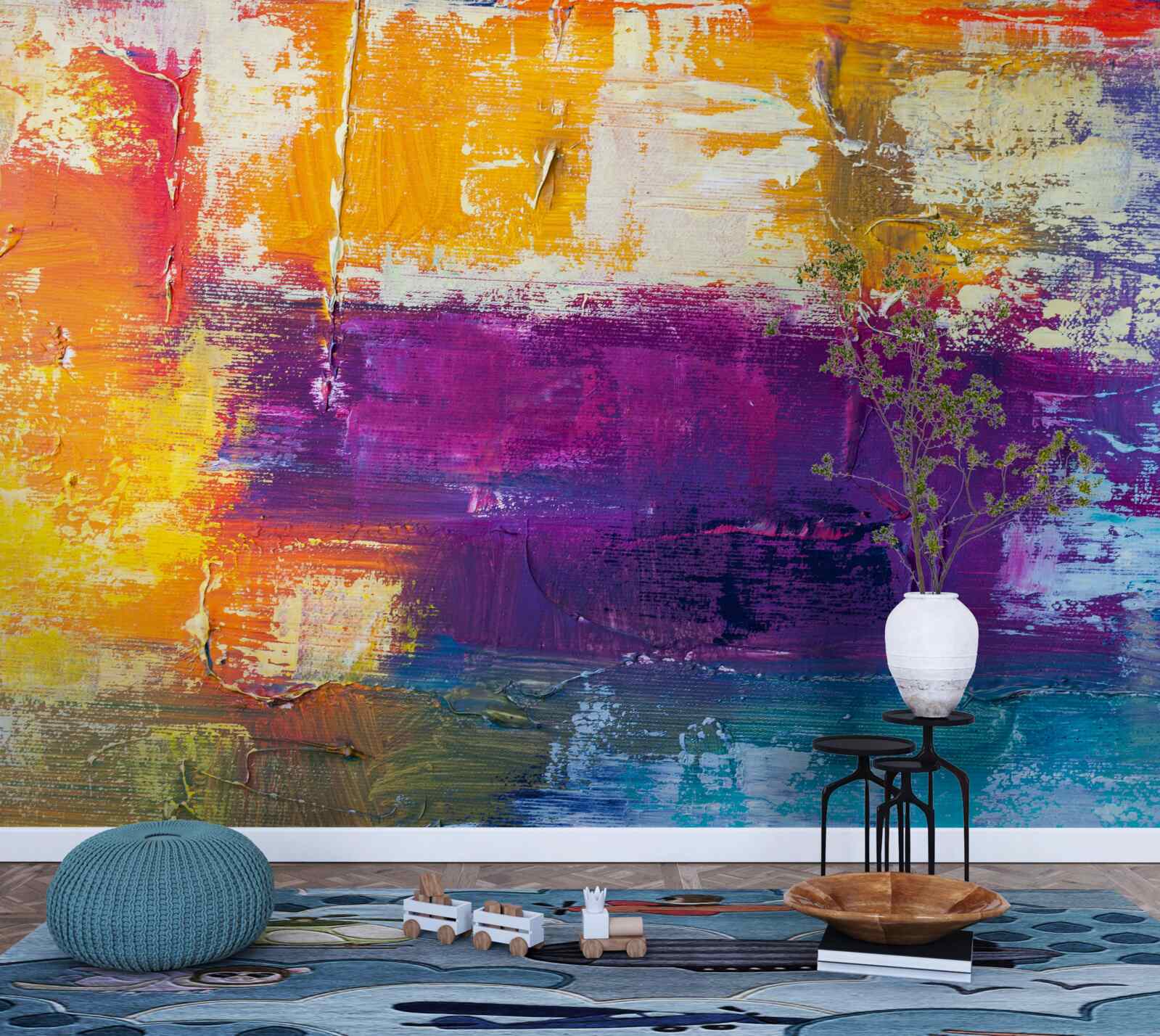 Fotobehang zonsondergang cottage bij de vijver