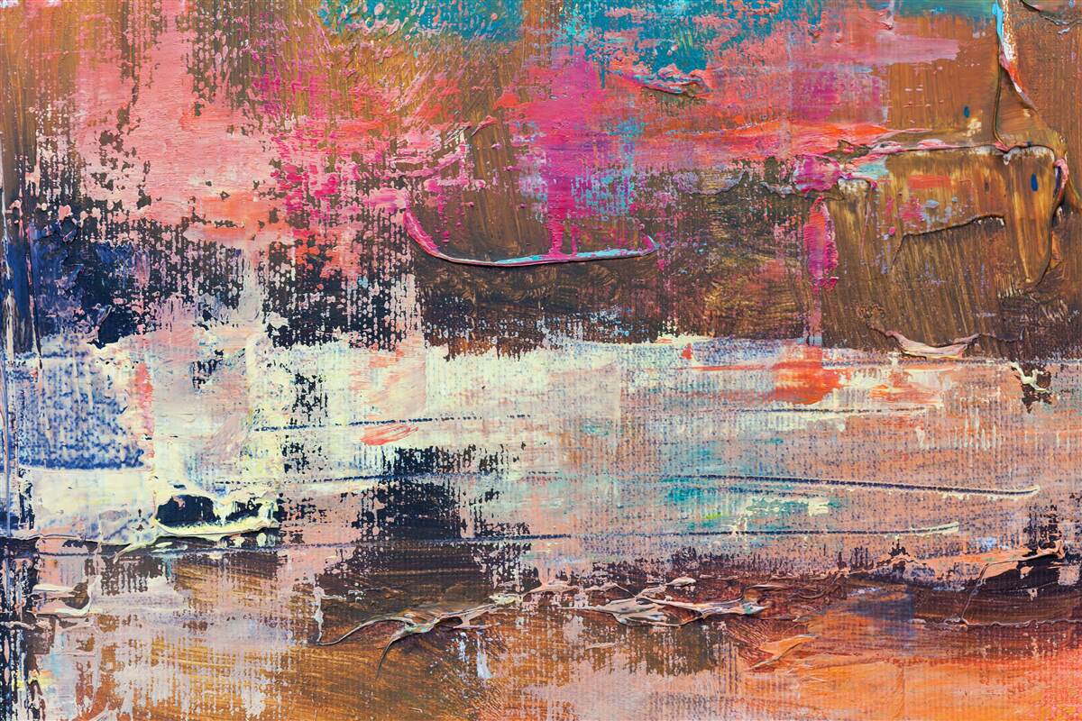 Fotobehang zonsondergang in het bos, geschilderd in roze tinten