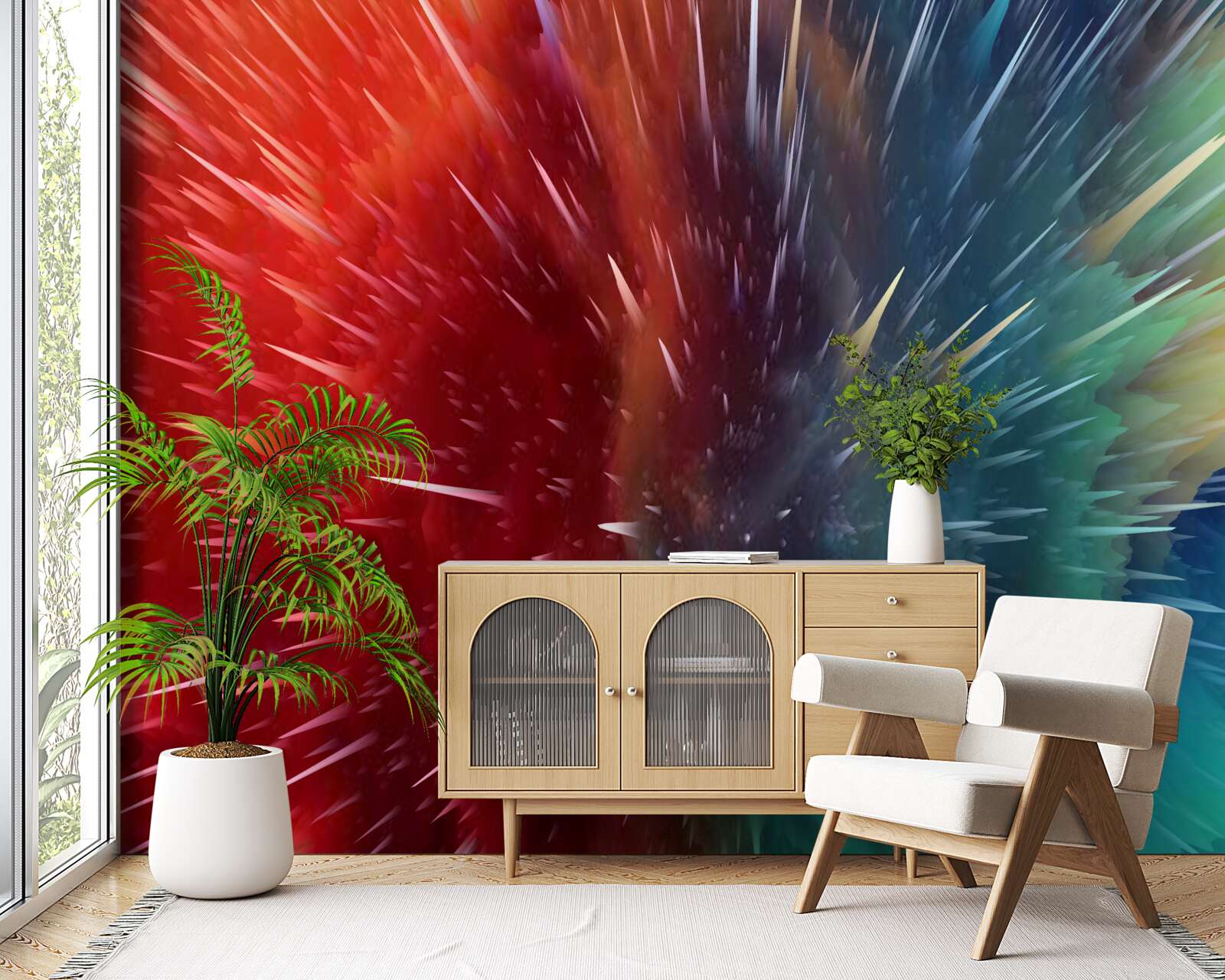 Fotobehang vlekken van rood en blauw