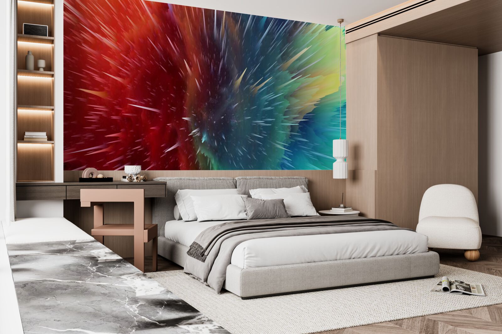 Fotobehang vlekken van rood en blauw