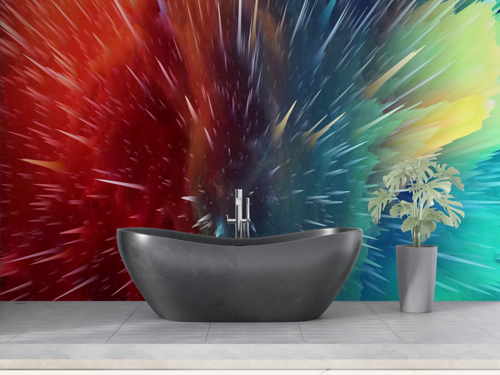 Fotobehang vlekken van rood en blauw