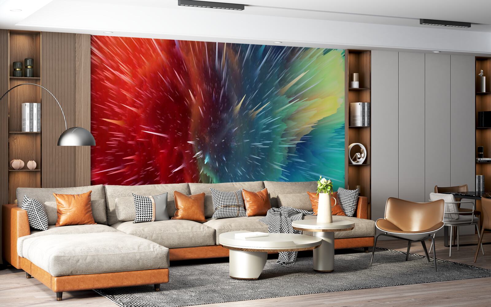 Fotobehang vlekken van rood en blauw