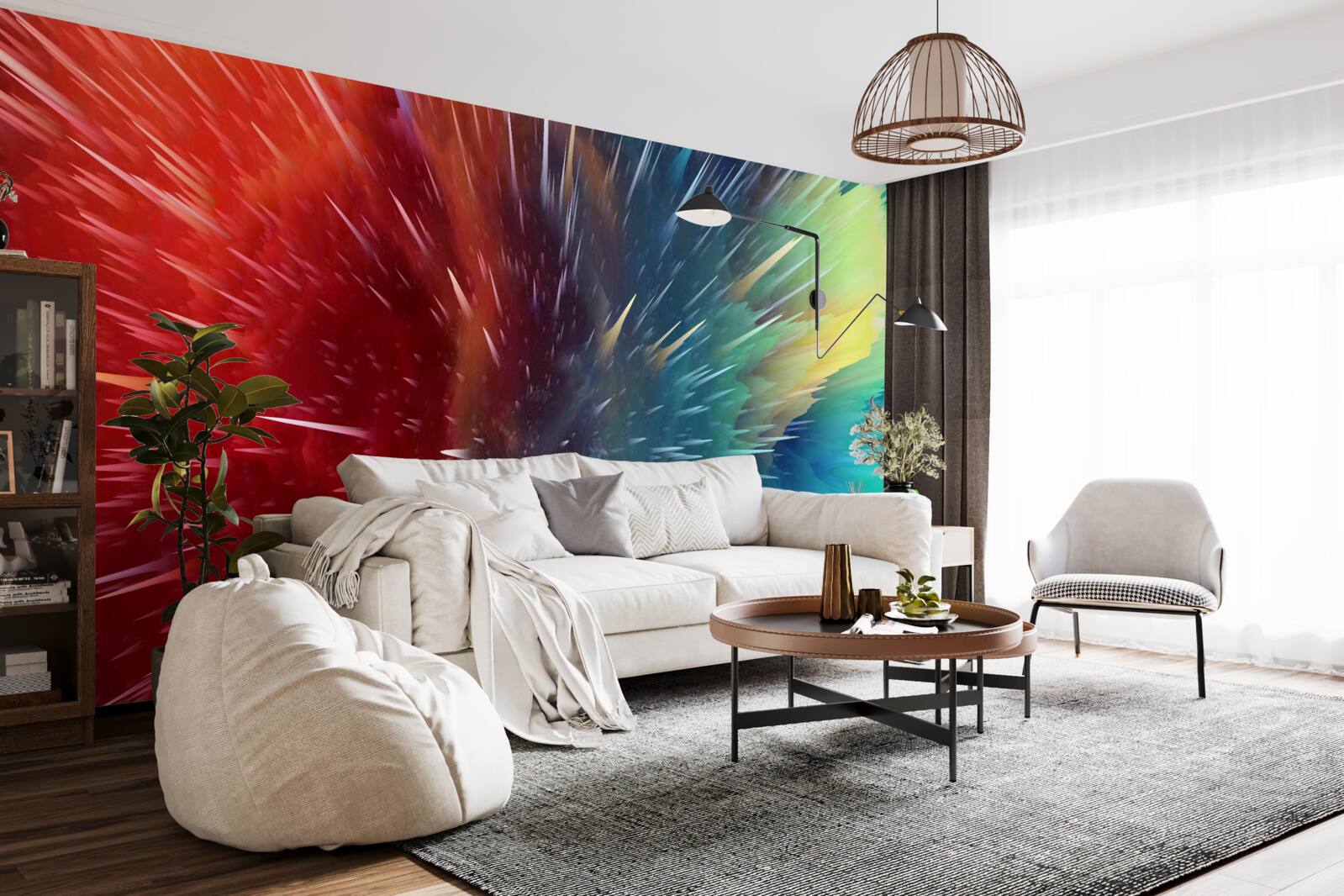 Fotobehang vlekken van rood en blauw