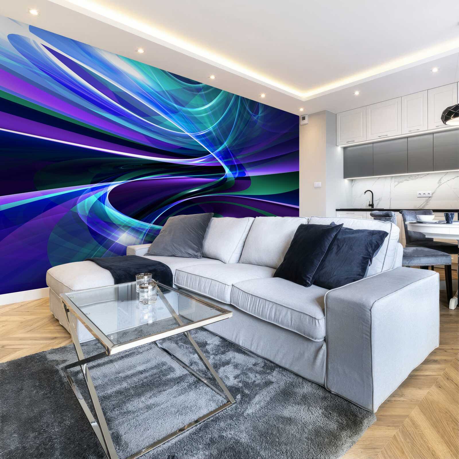 Fotobehang abstracte aurora borealis accenten