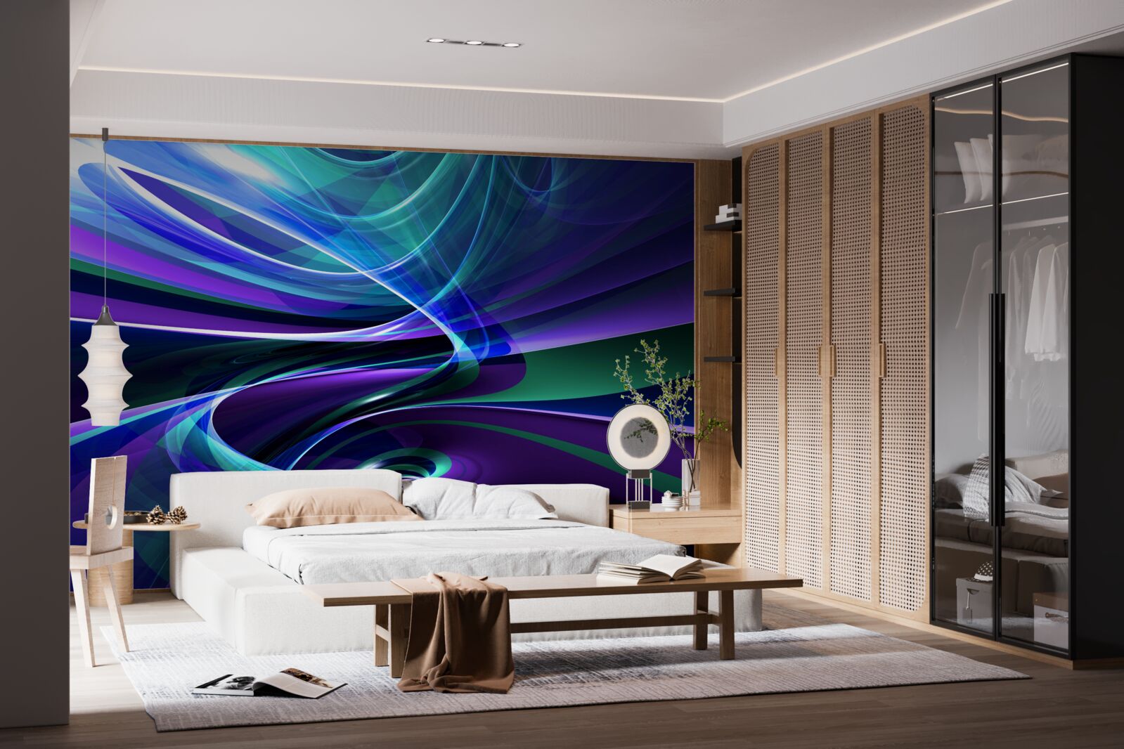 Fotobehang abstracte aurora borealis accenten