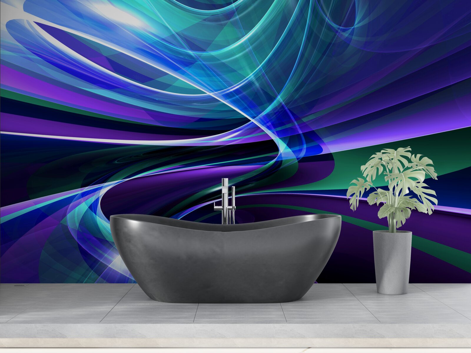 Fotobehang abstracte aurora borealis accenten