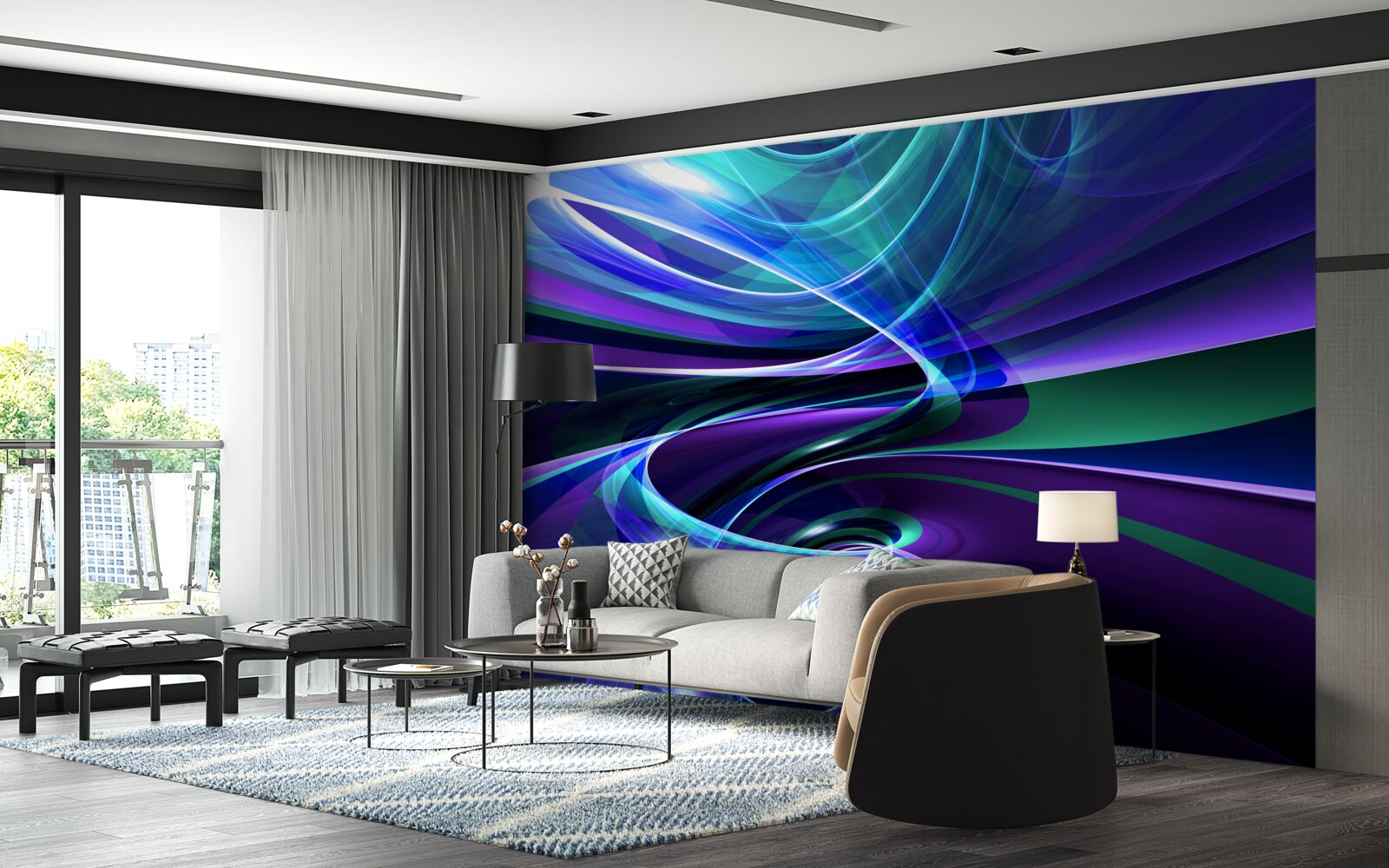 Fotobehang abstracte aurora borealis accenten