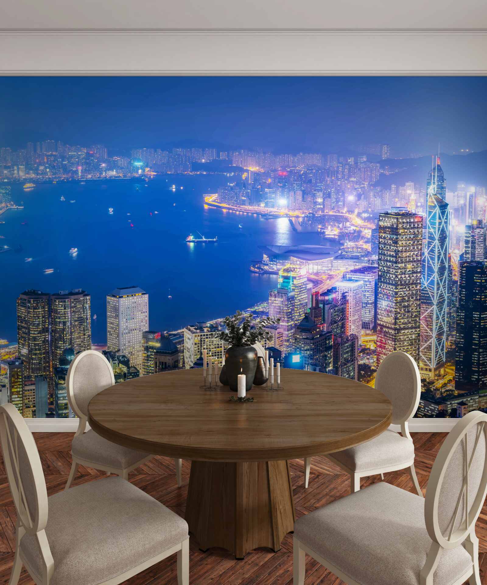 Fotobehang Betoverend nachtlandschap van hong kong