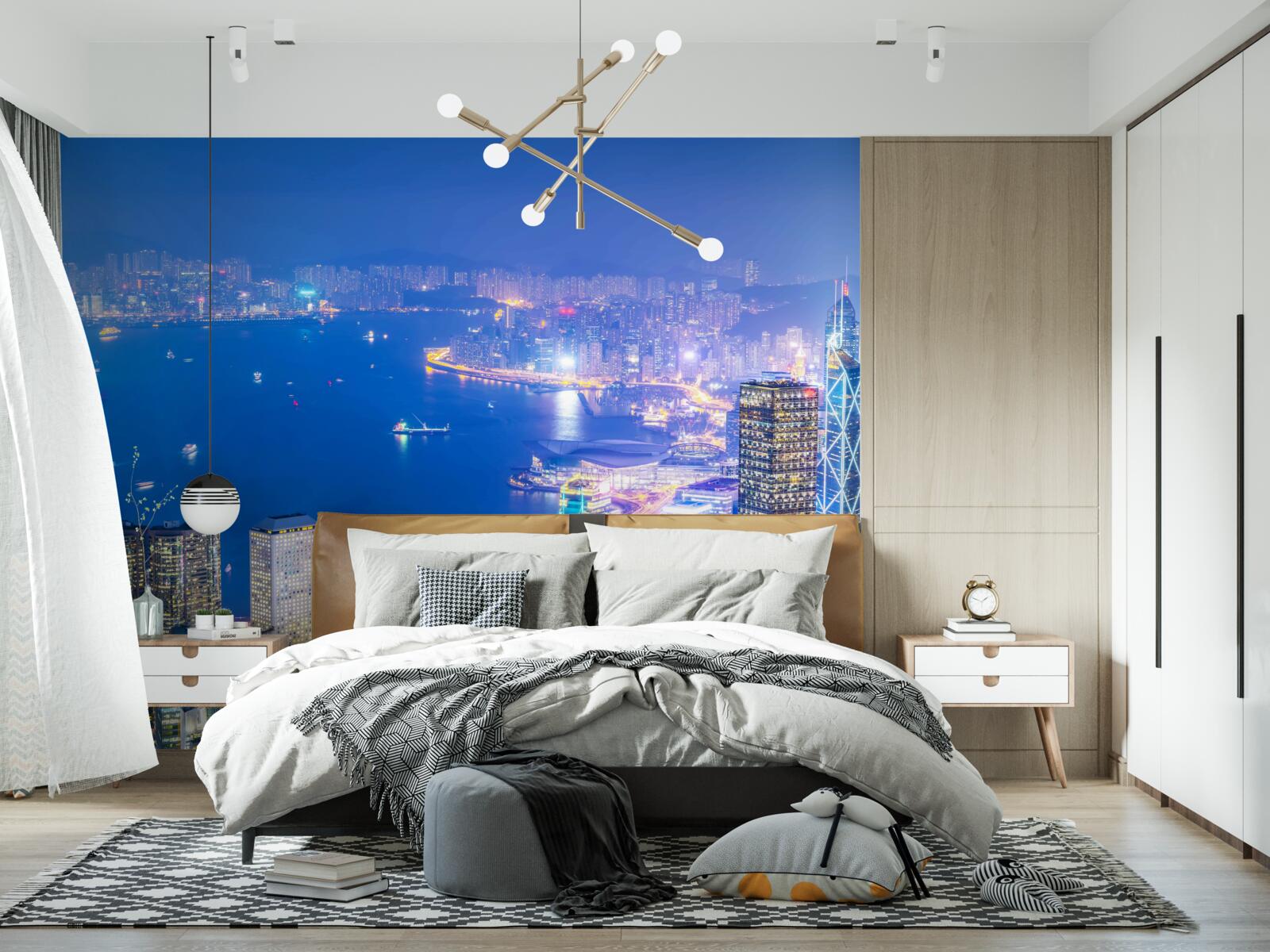 Fotobehang Betoverend nachtlandschap van hong kong