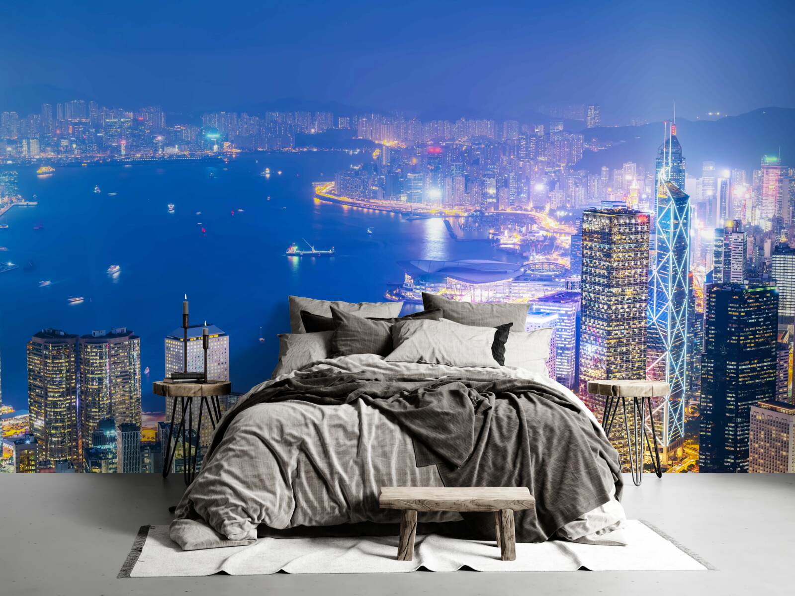 Fotobehang Betoverend nachtlandschap van hong kong