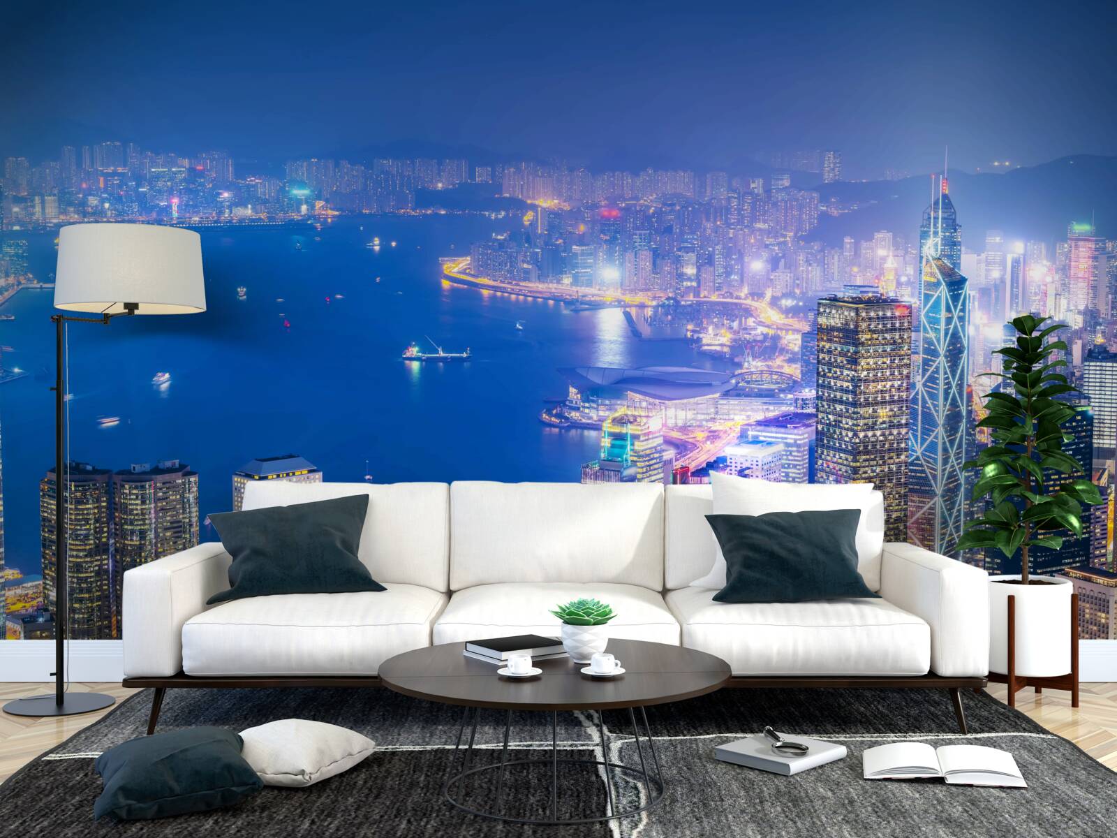 Fotobehang Betoverend nachtlandschap van hong kong