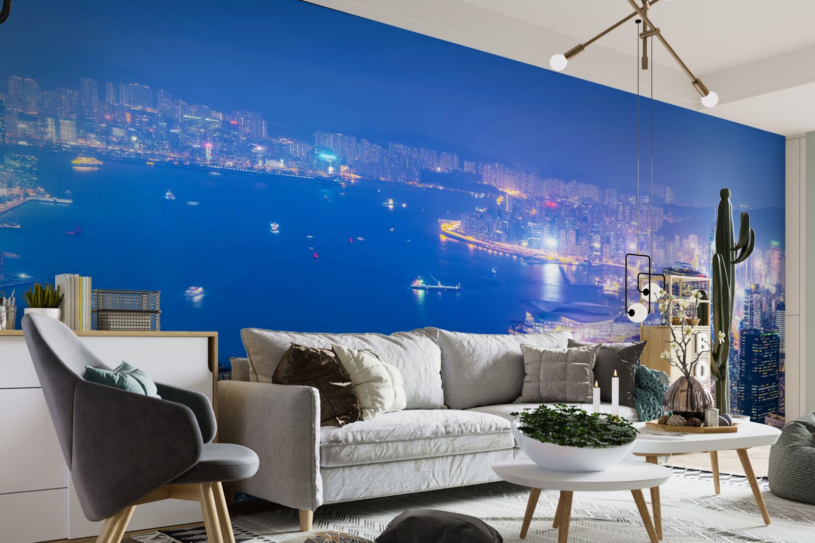 Fotobehang Betoverend nachtlandschap van hong kong