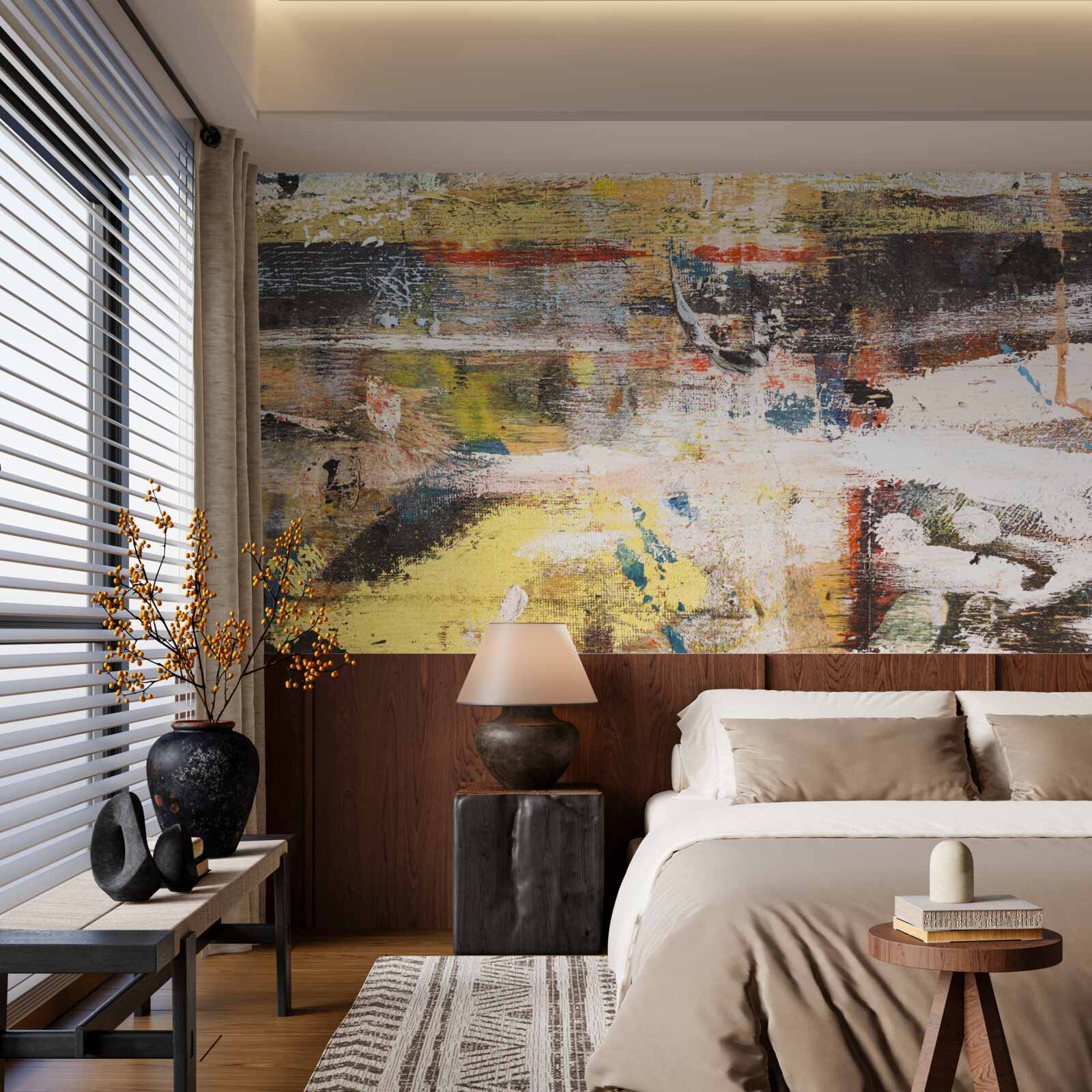 Fotobehang een zandstrand waar het water zo kalm is