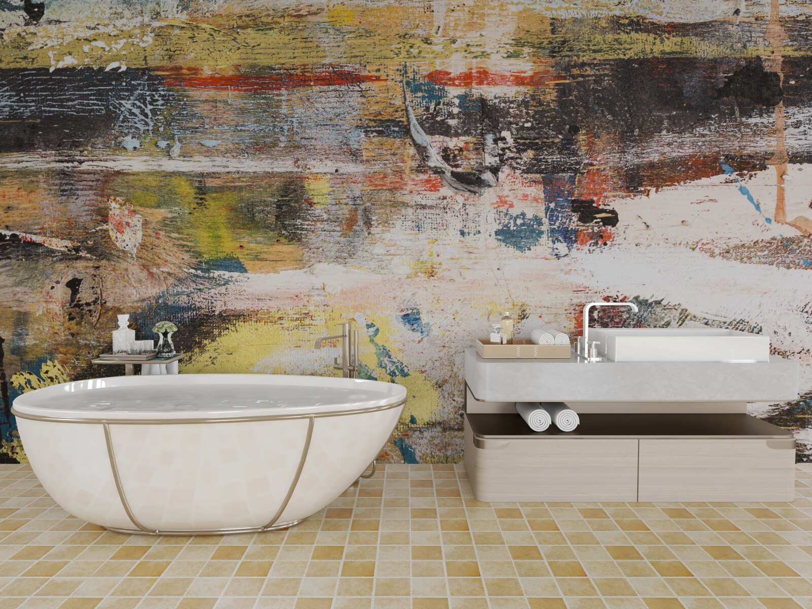 Fotobehang een zandstrand waar het water zo kalm is