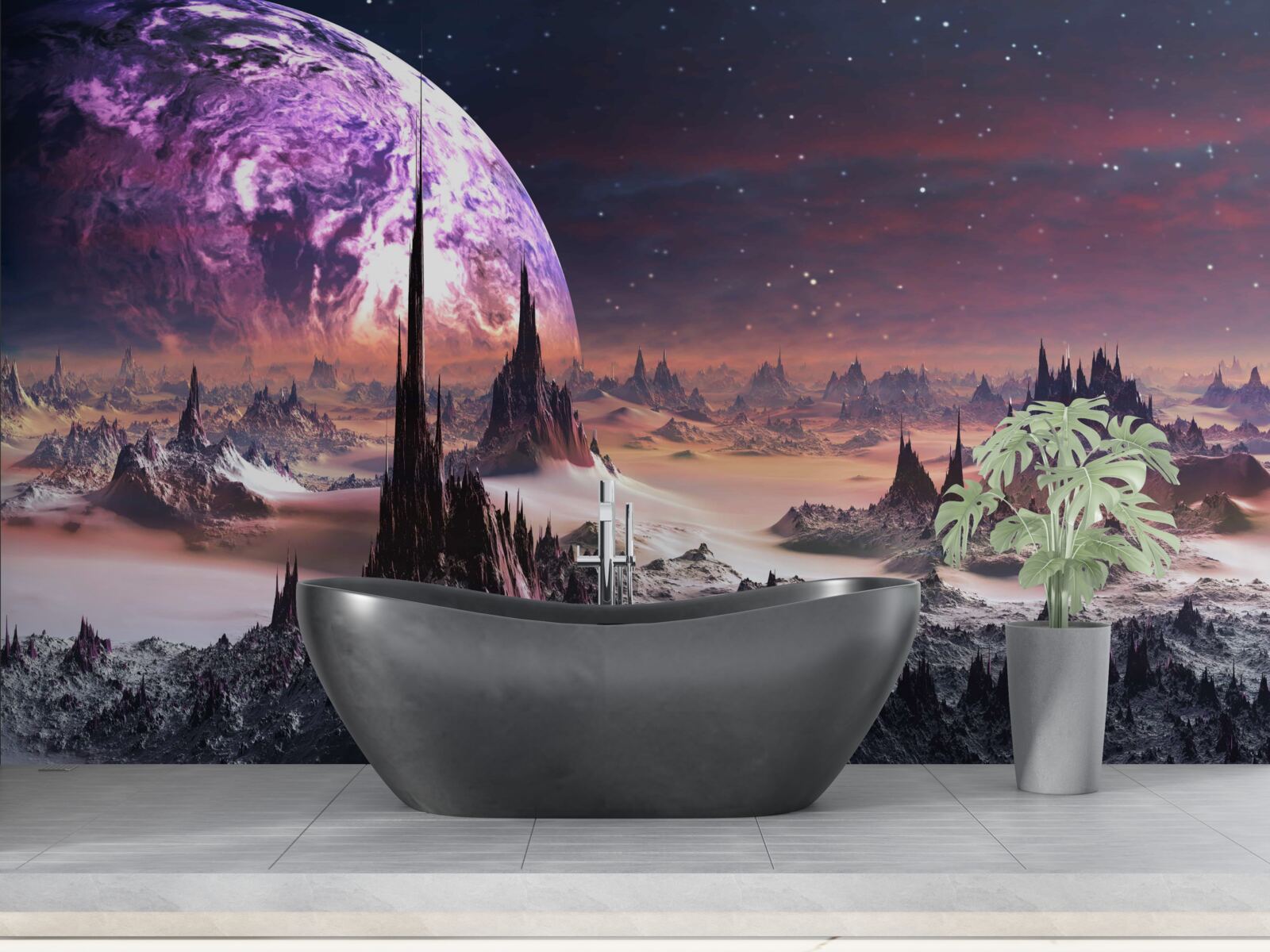 Fotobehang kosmisch landschap en universum