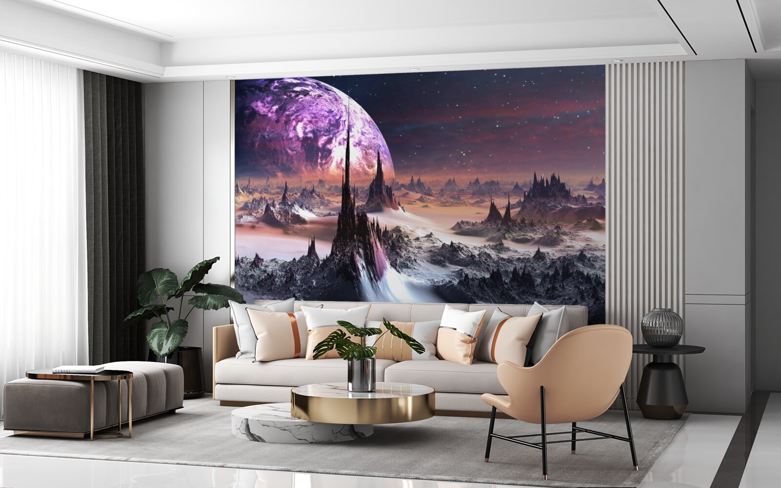 Fotobehang kosmisch landschap en universum