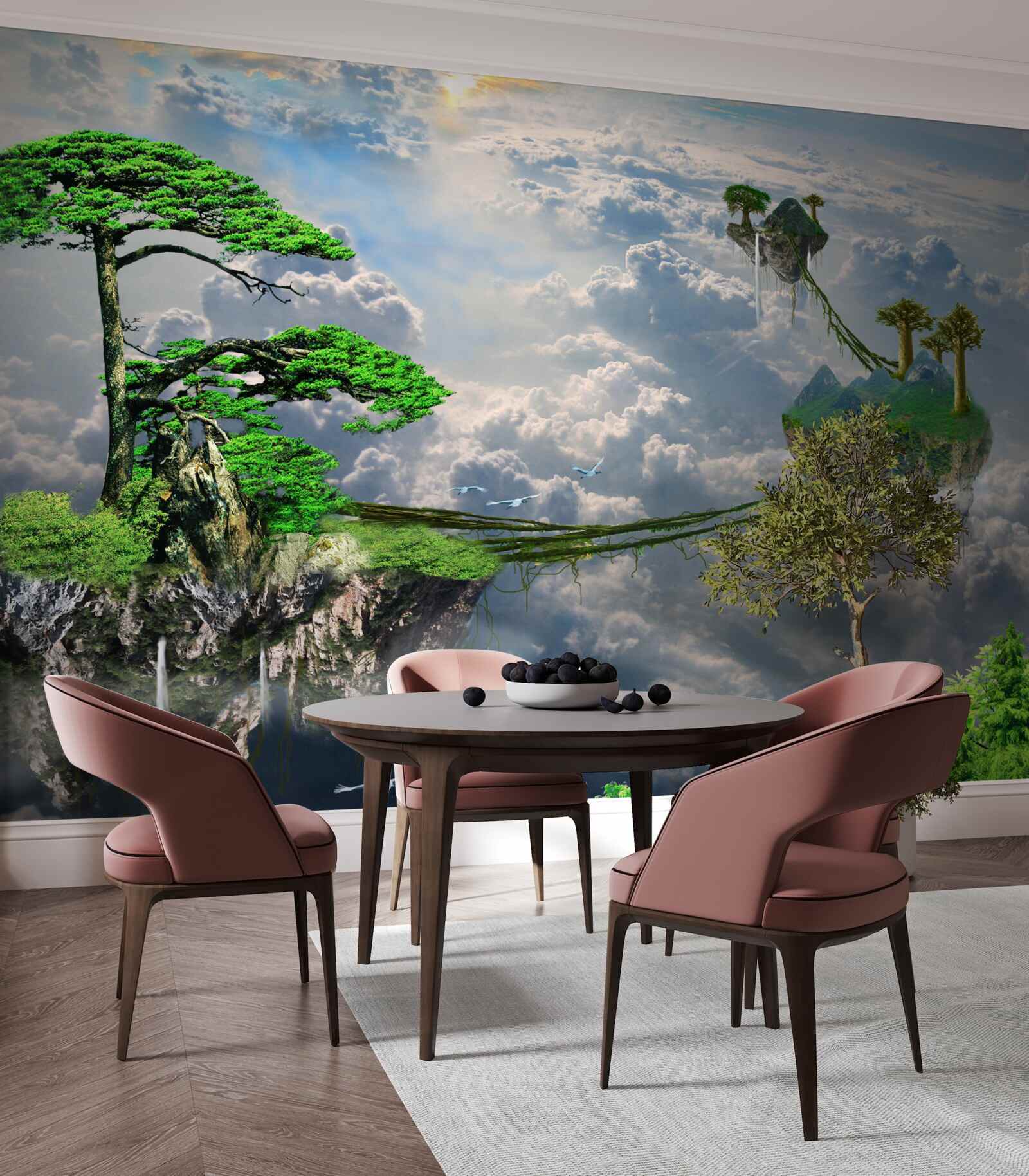 Fotobehang eilanden die in de lucht zweven