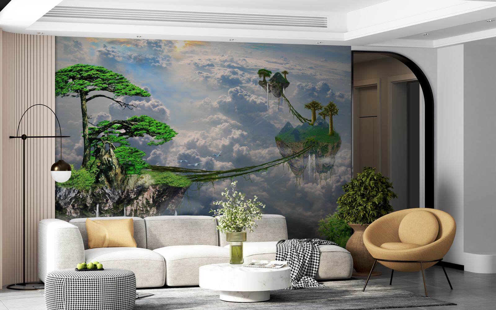 Fotobehang eilanden die in de lucht zweven