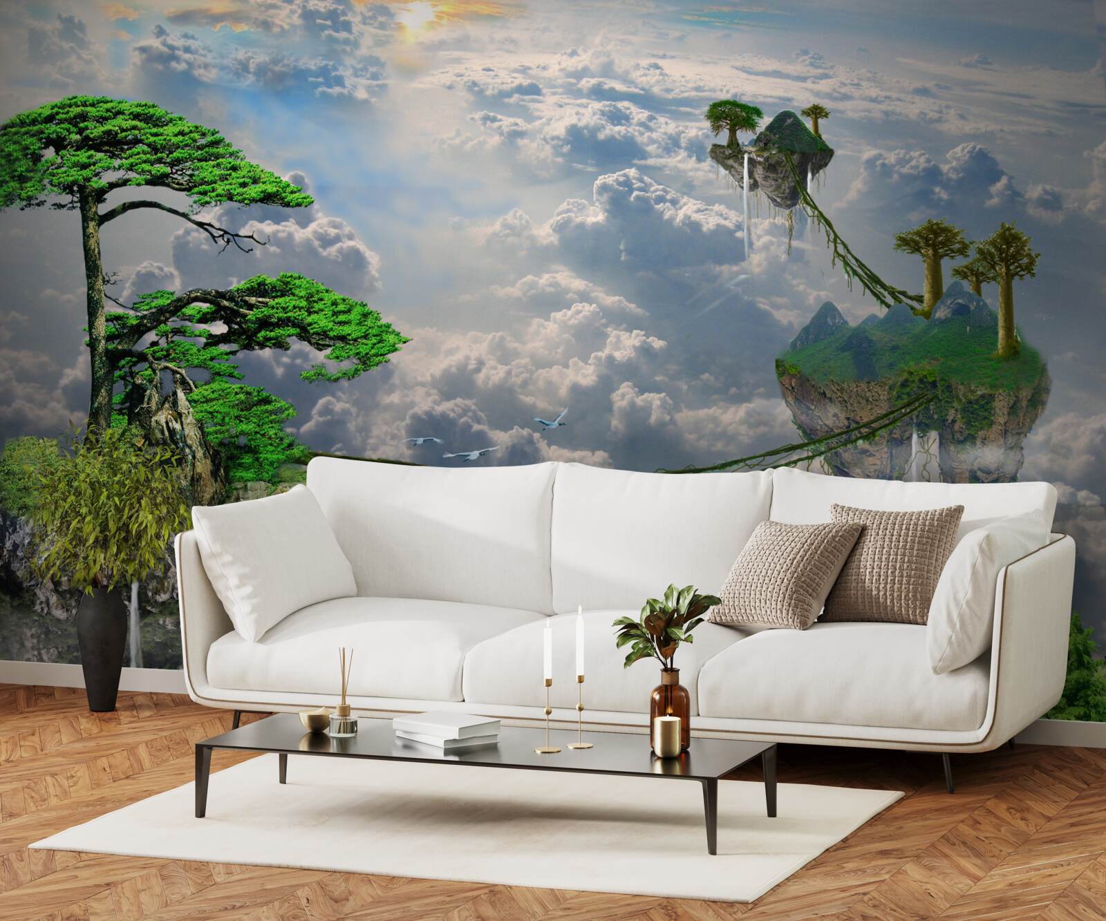 Fotobehang eilanden die in de lucht zweven