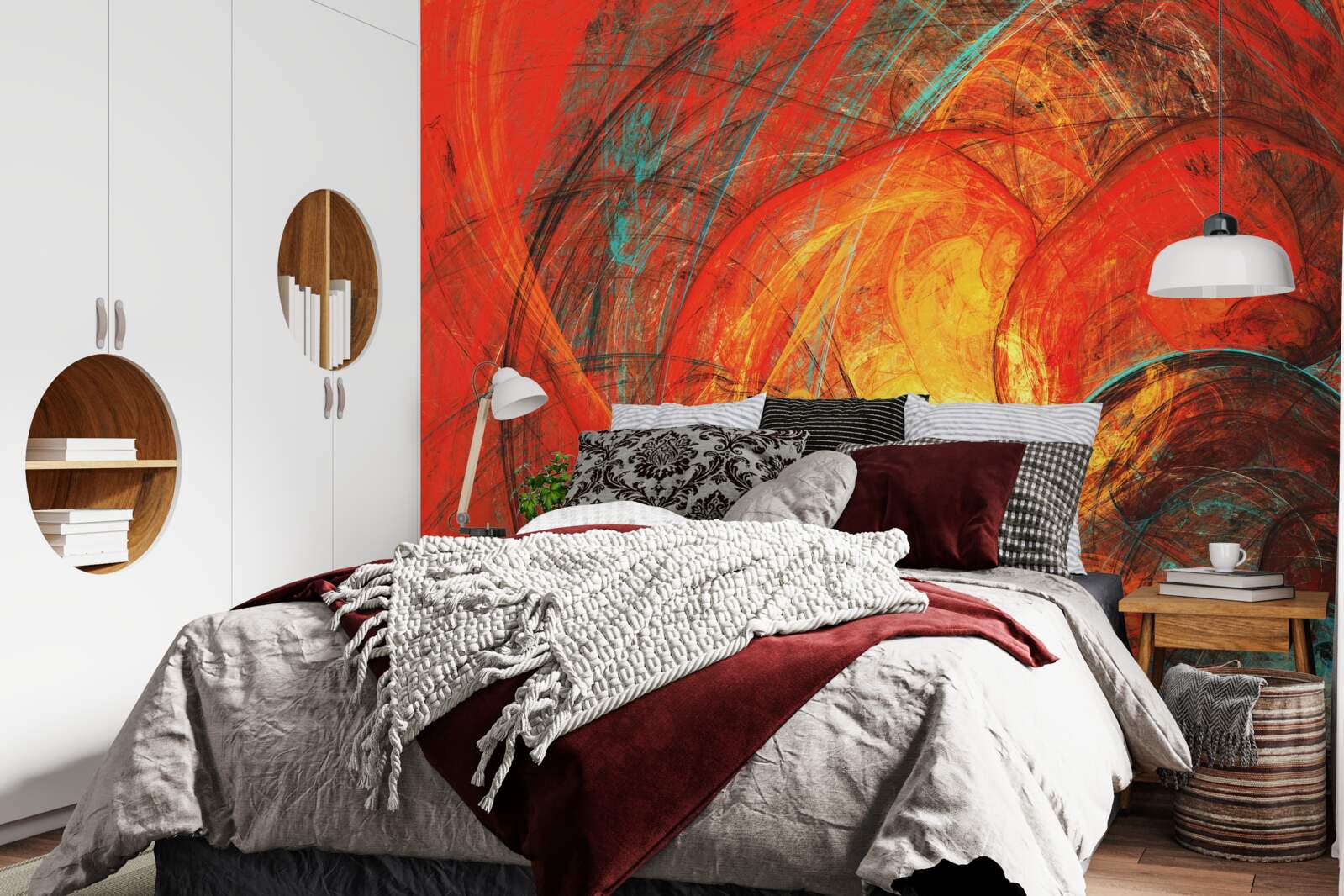 Fotobehang het gouden centrum is versierd met rijk gekleurde fractals