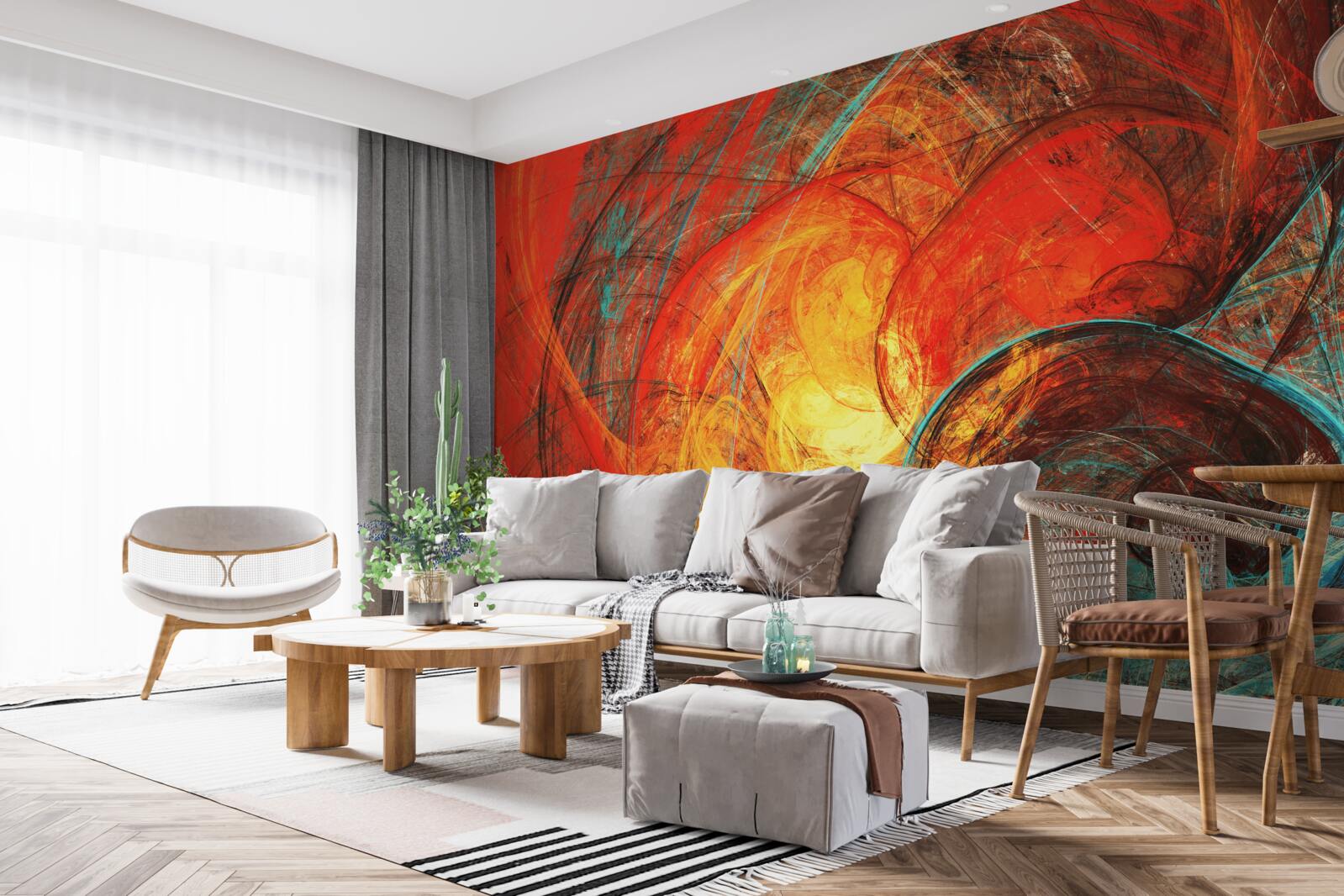 Fotobehang het gouden centrum is versierd met rijk gekleurde fractals