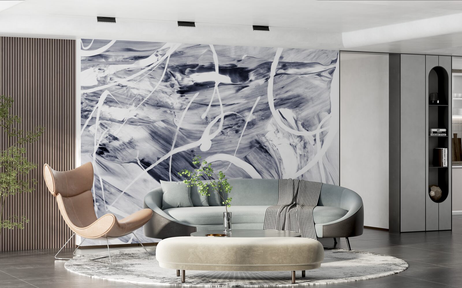 Fotobehang witte verfstreken op een zwarte achtergrond