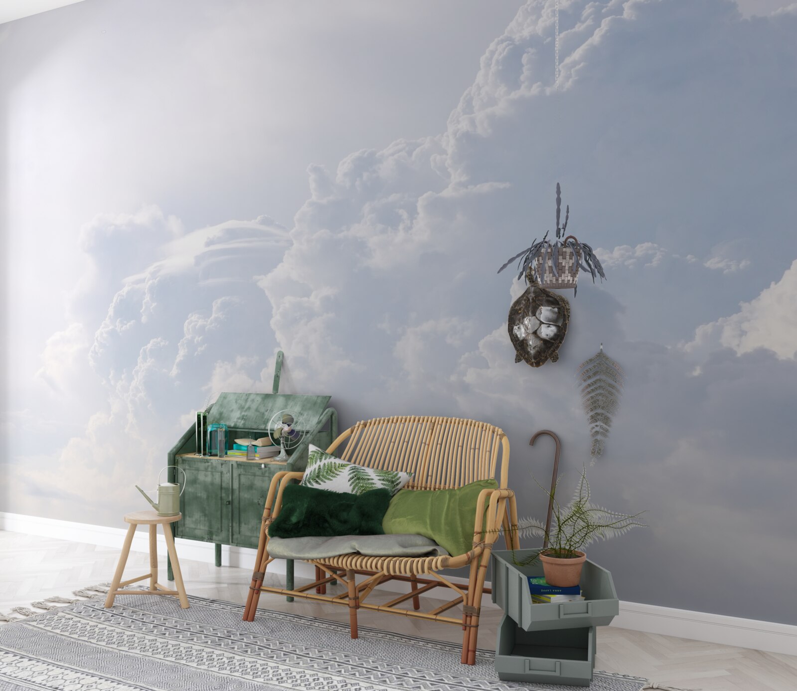 Fotobehang pluizige sneeuwwitte wolken