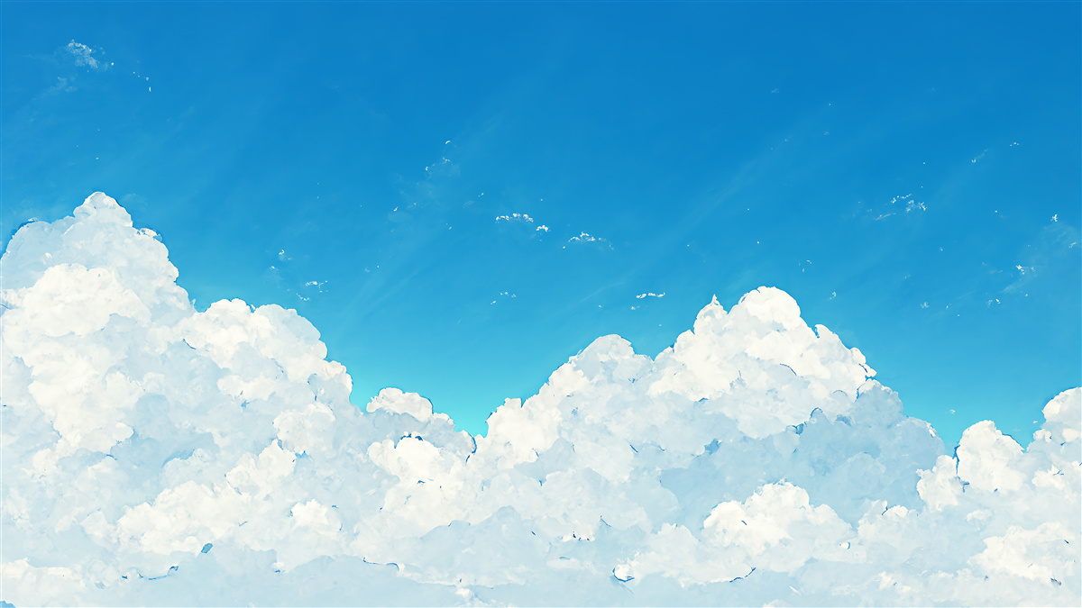 Fotobehang blauwe luchten en sneeuwwitte wolken