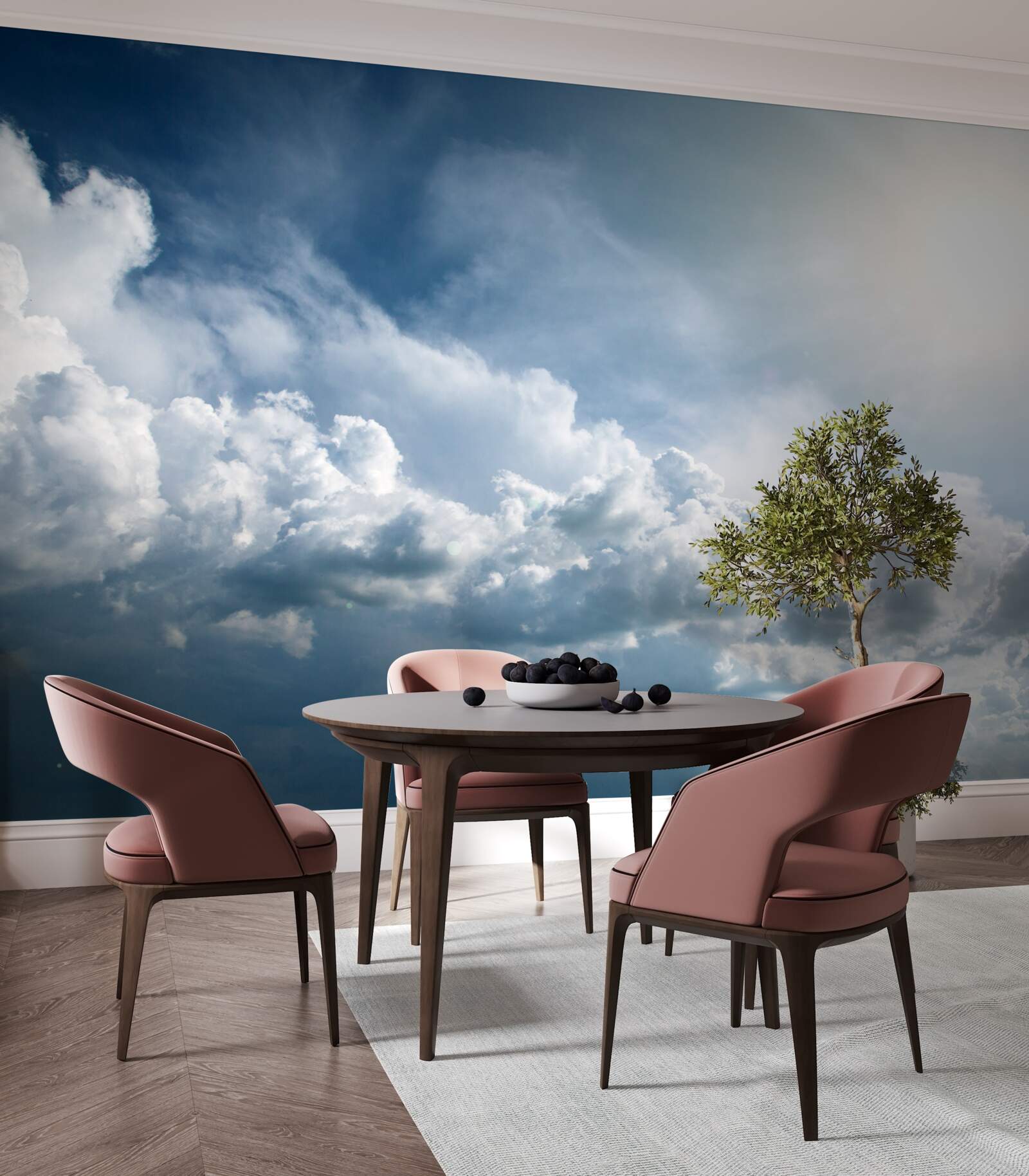 Fotobehang intens licht tussen stormachtige wolken