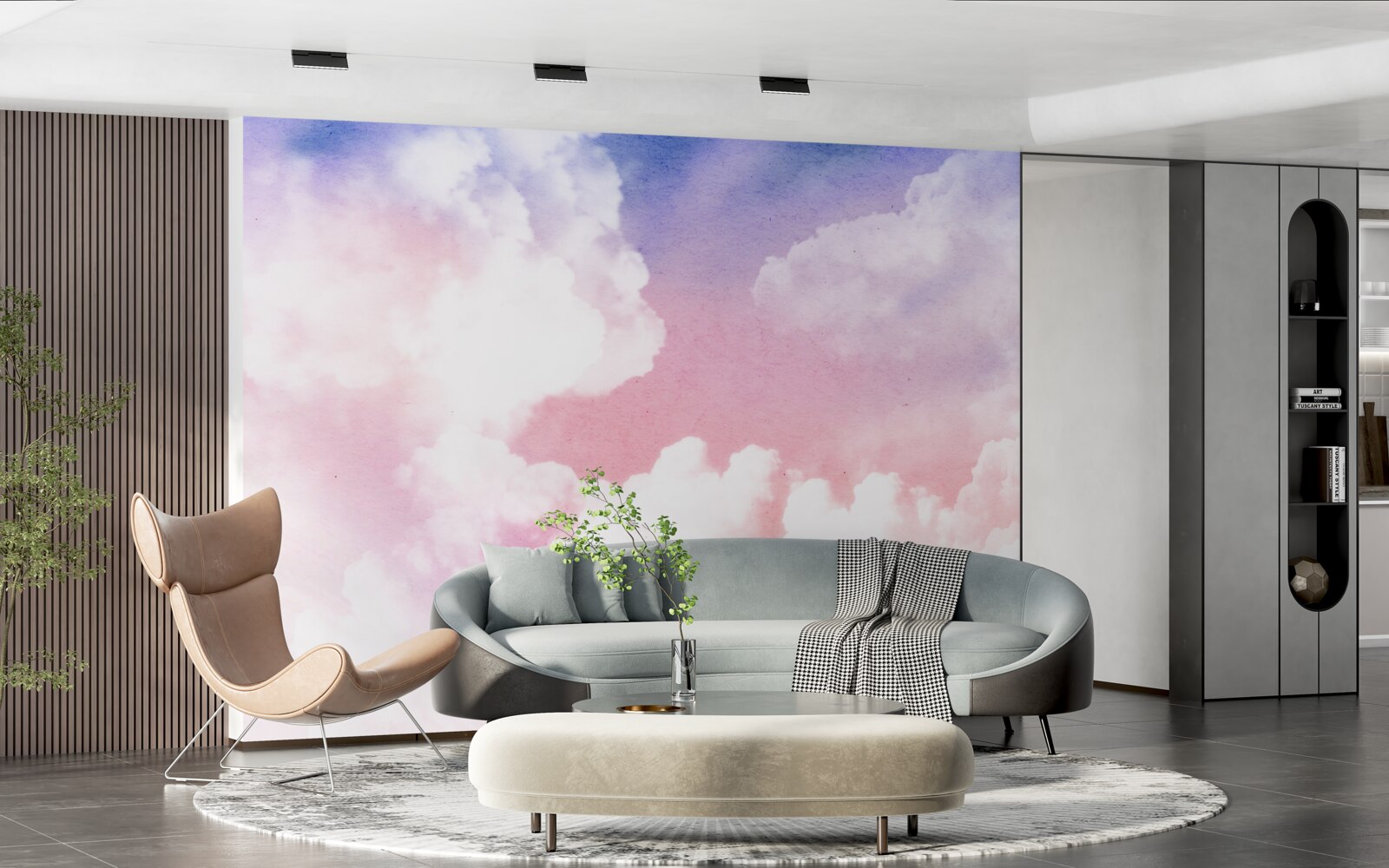 Fotobehang roze zonsondergang wolken