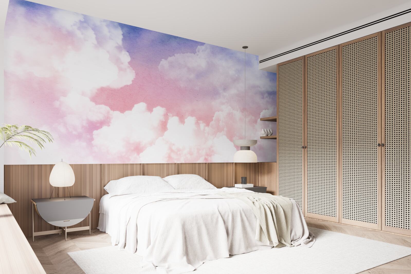 Fotobehang roze zonsondergang wolken