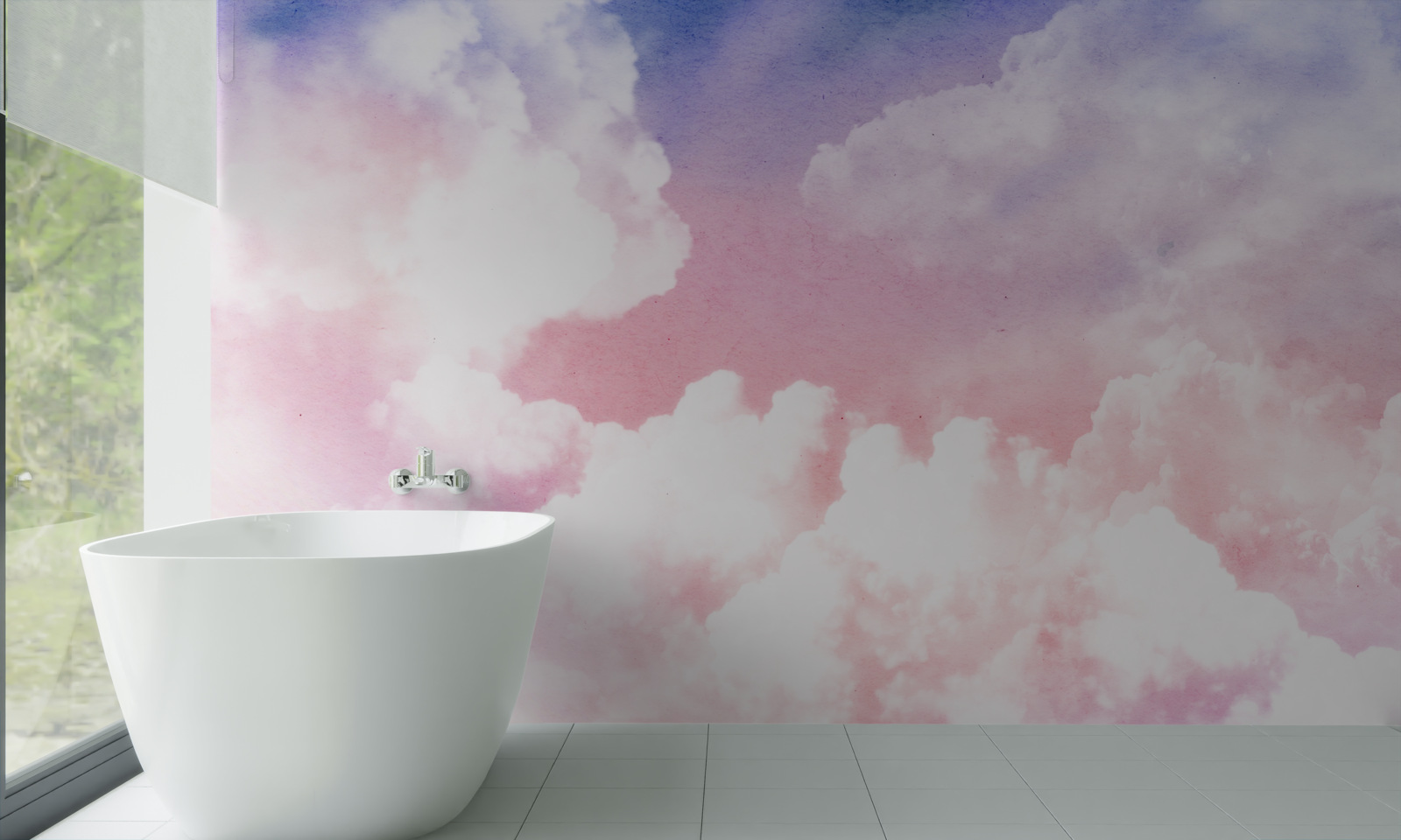 Fotobehang roze zonsondergang wolken