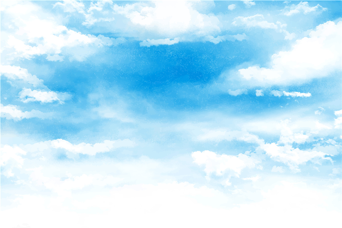 Fotobehang de blauwe lucht is versierd met witte wolken