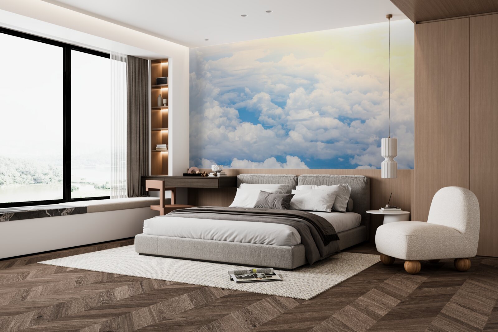 Fotobehang wolken wanneer de zon gaat slapen