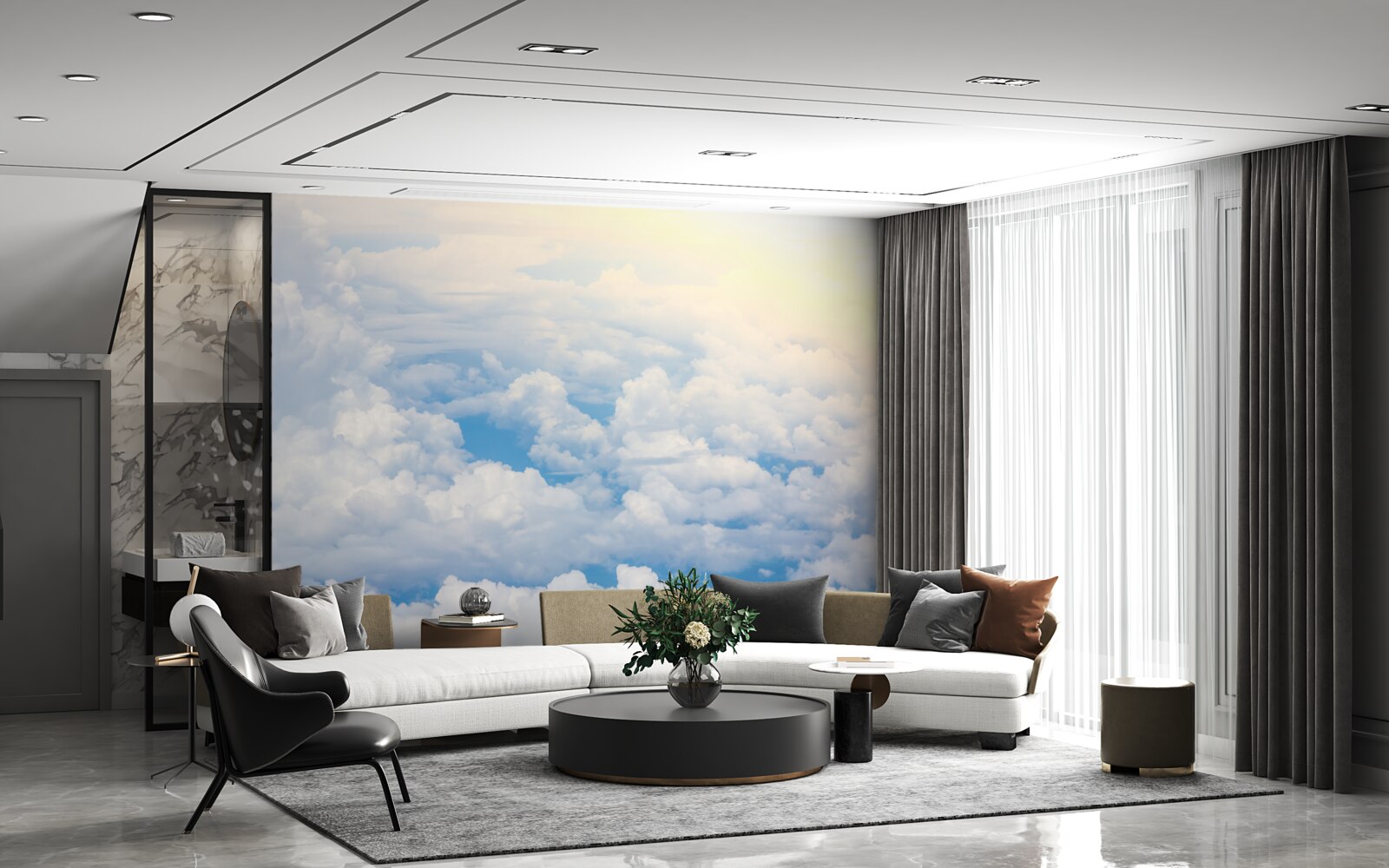 Fotobehang wolken wanneer de zon gaat slapen