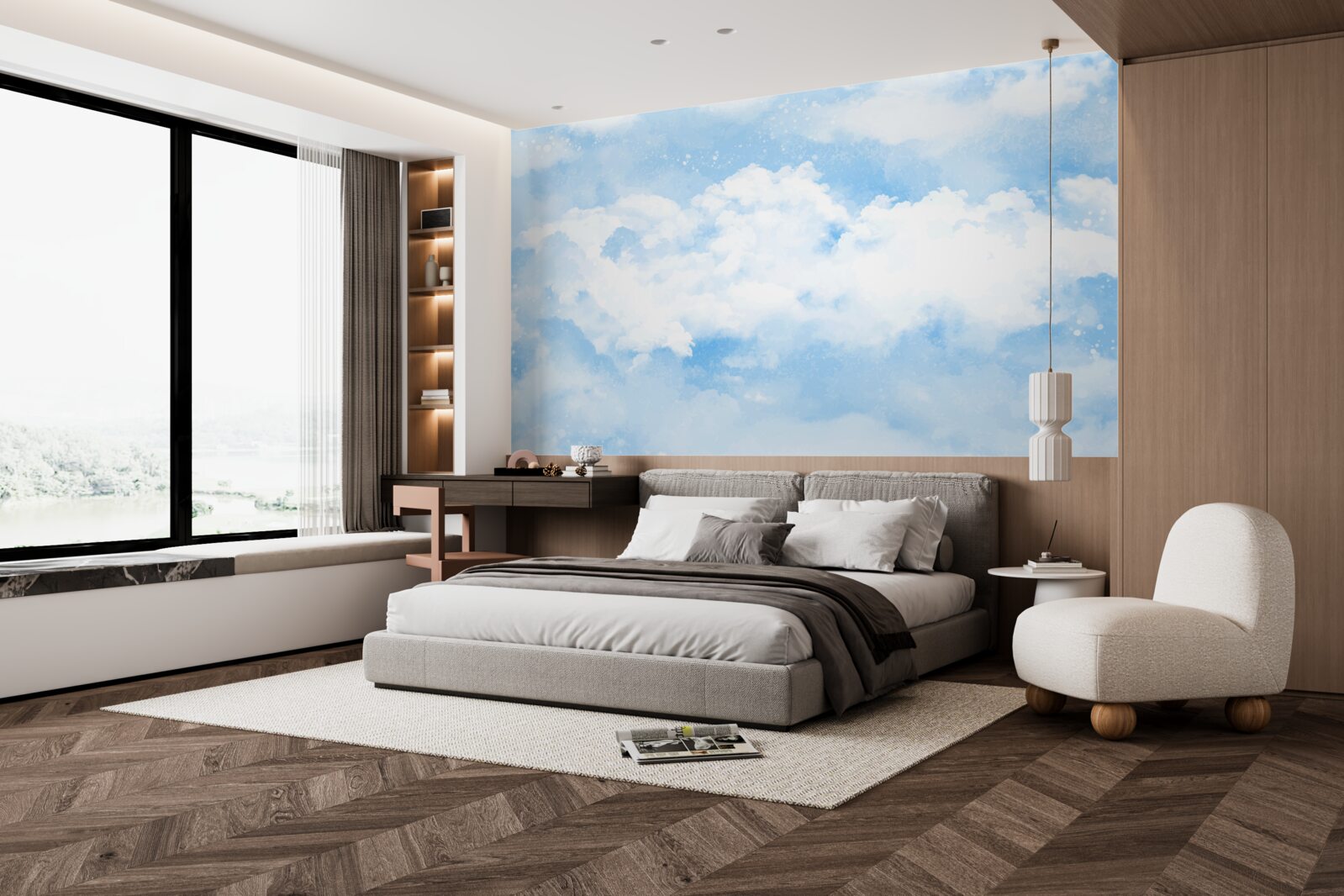 Fotobehang "Blauwe lucht kondigt de komende regen aan".