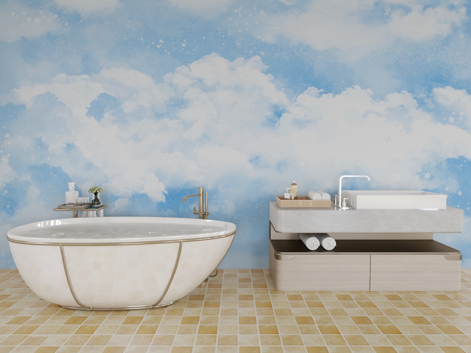 Fotobehang "Blauwe lucht kondigt de komende regen aan".