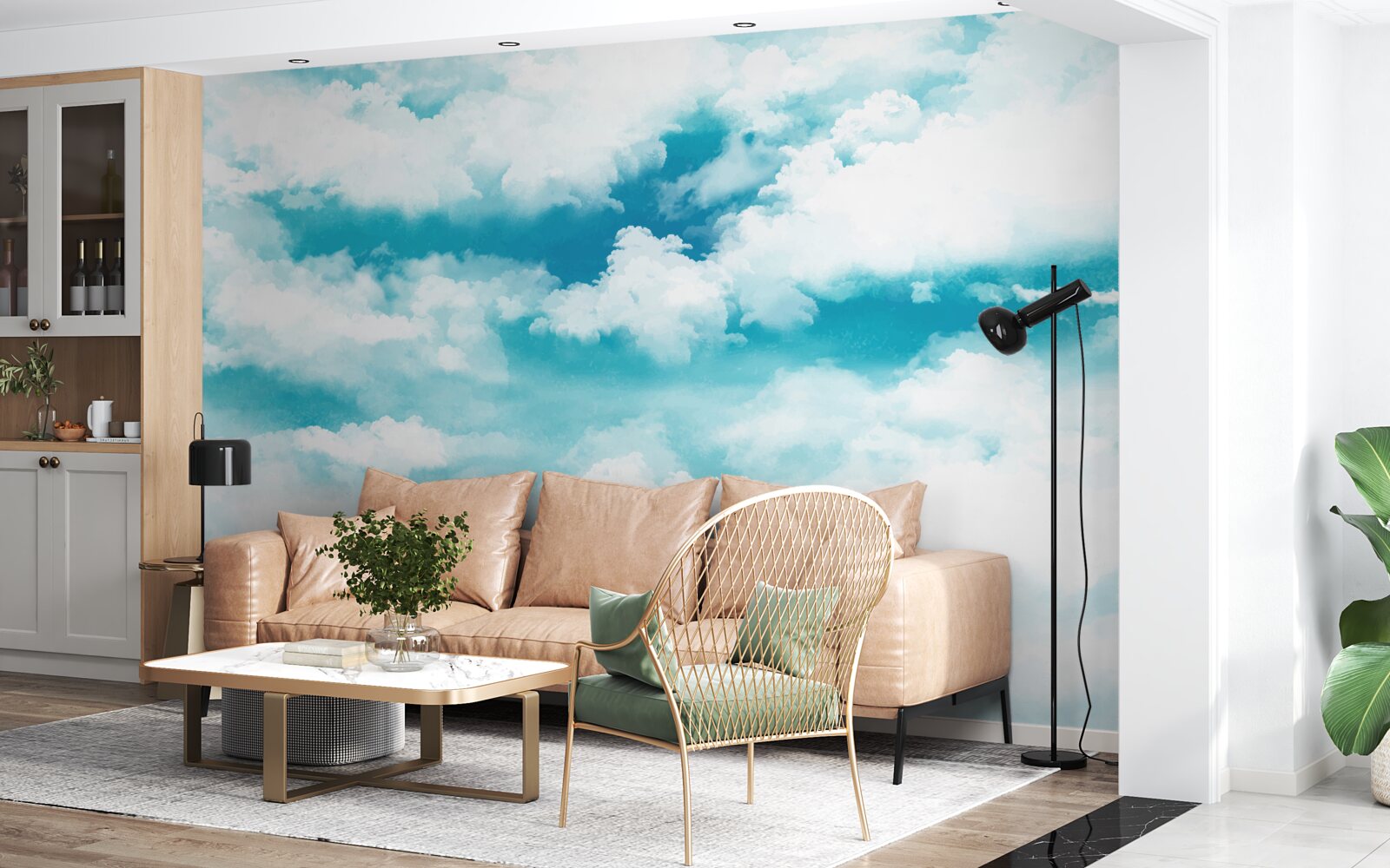 Fotobehang overdag is de lucht blauw en wit