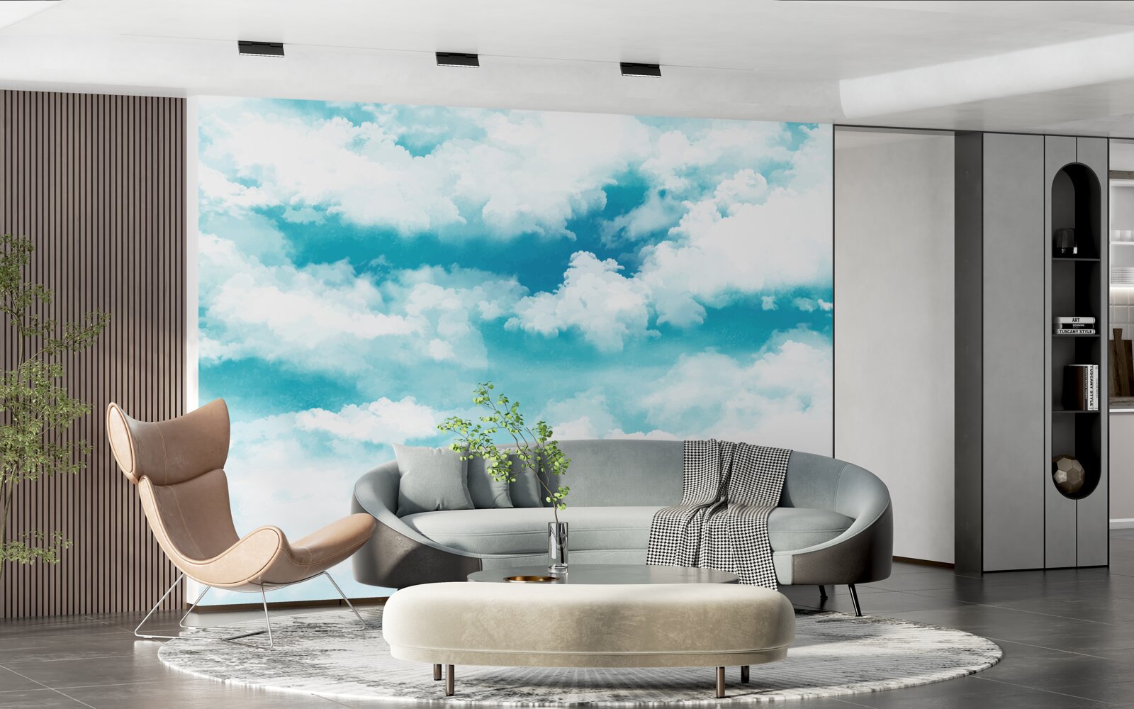 Fotobehang overdag is de lucht blauw en wit