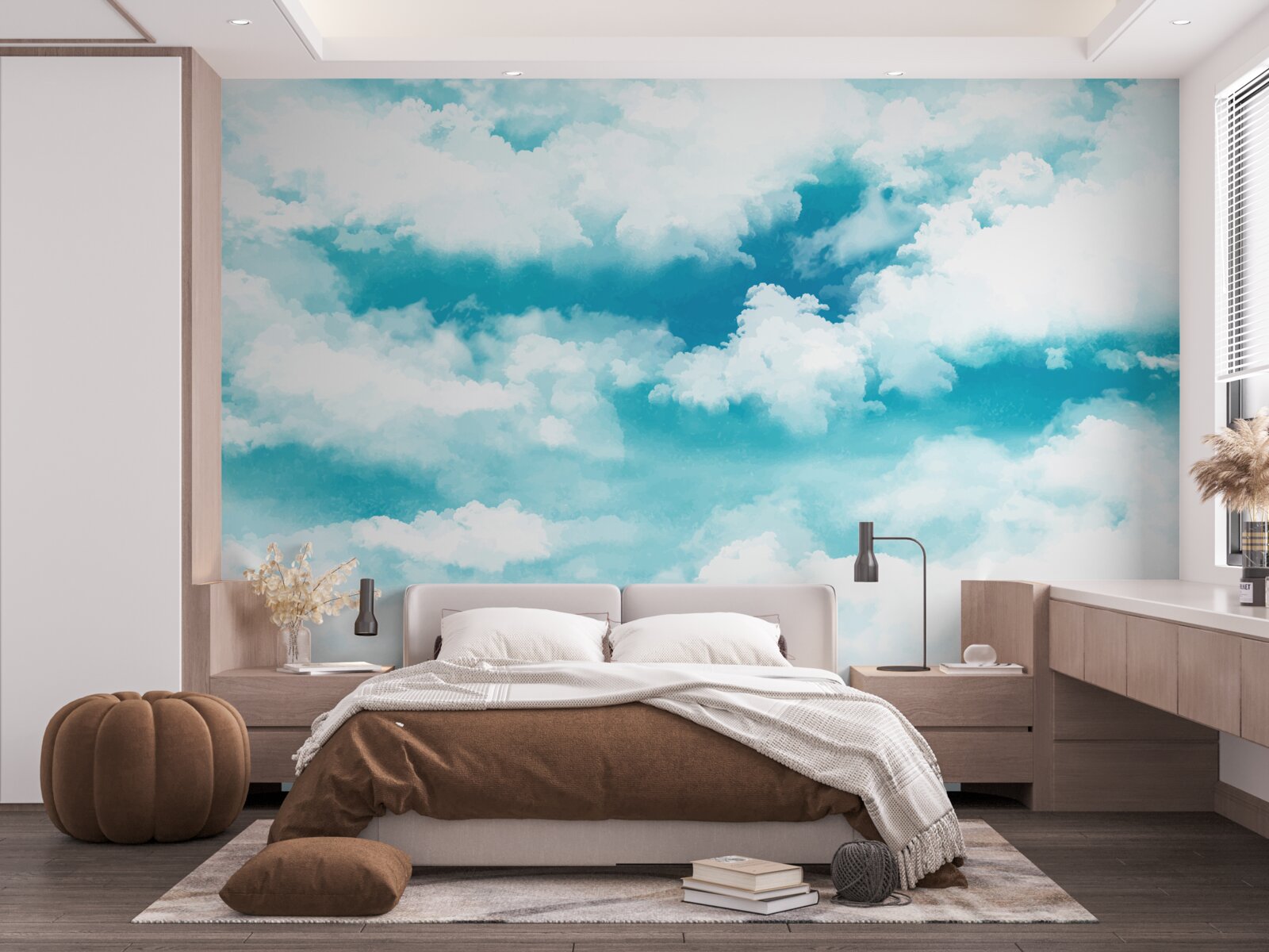 Fotobehang overdag is de lucht blauw en wit