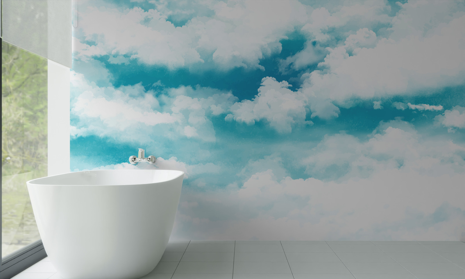 Fotobehang overdag is de lucht blauw en wit