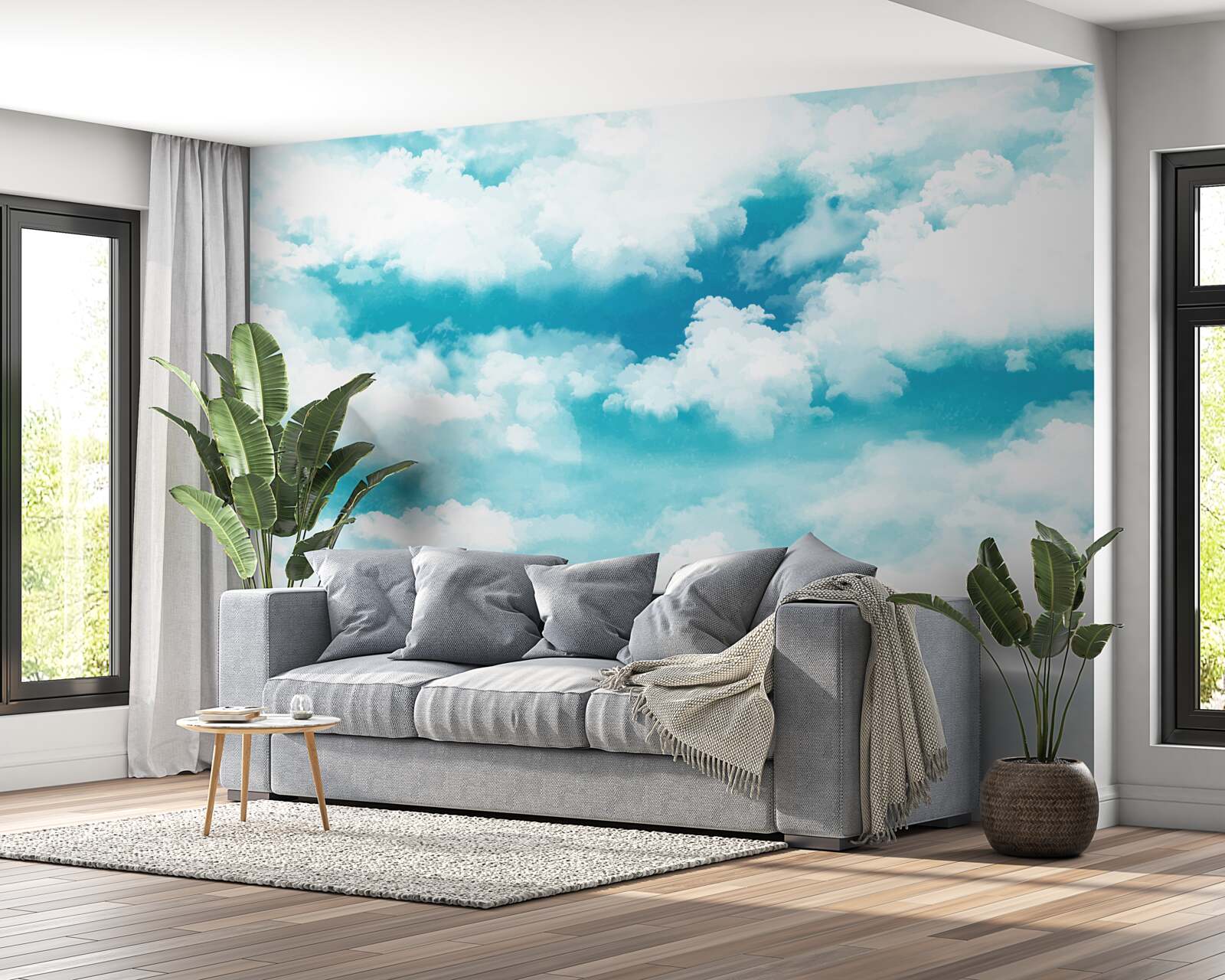 Fotobehang overdag is de lucht blauw en wit