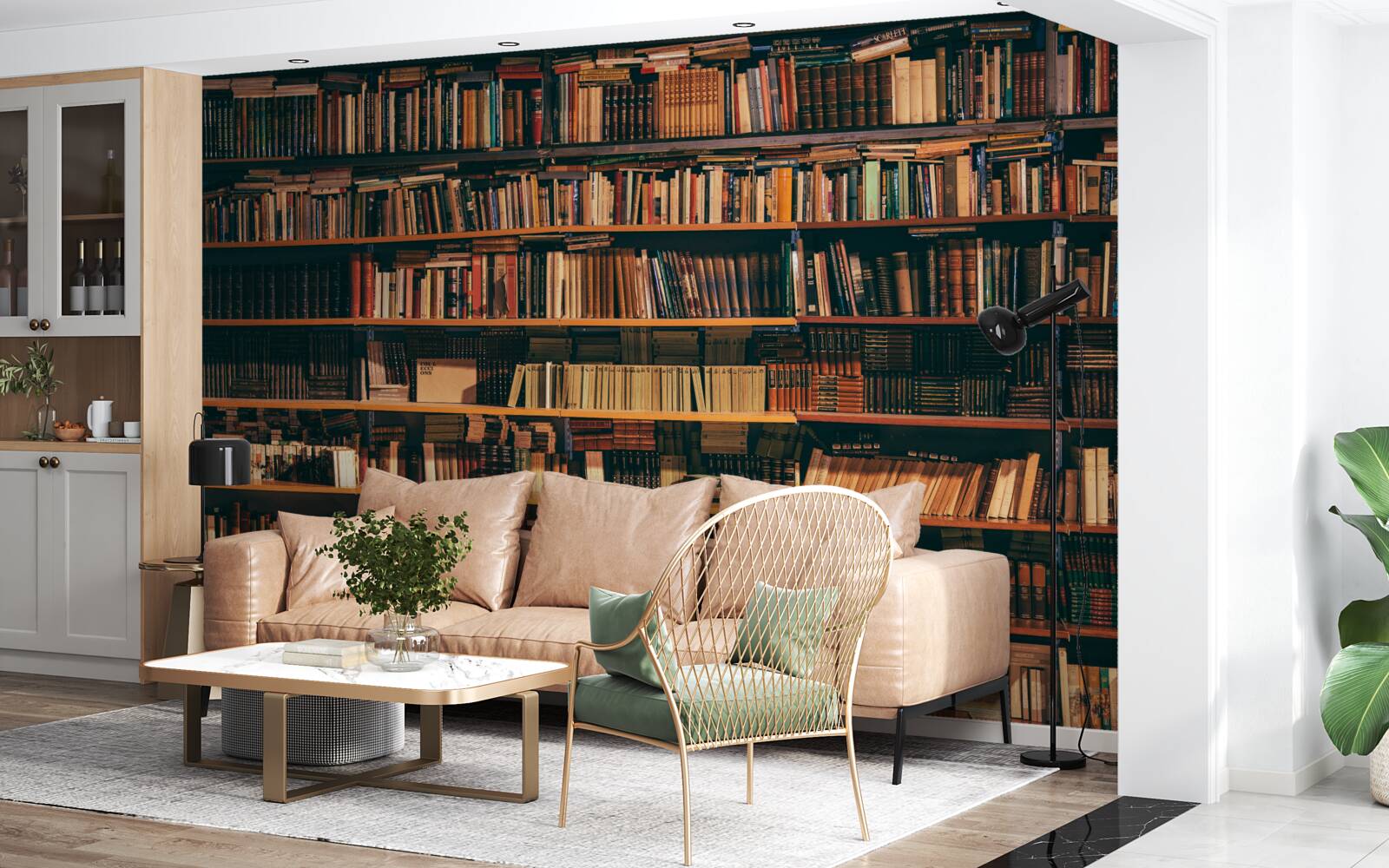 Fotobehang oud huis van boeken