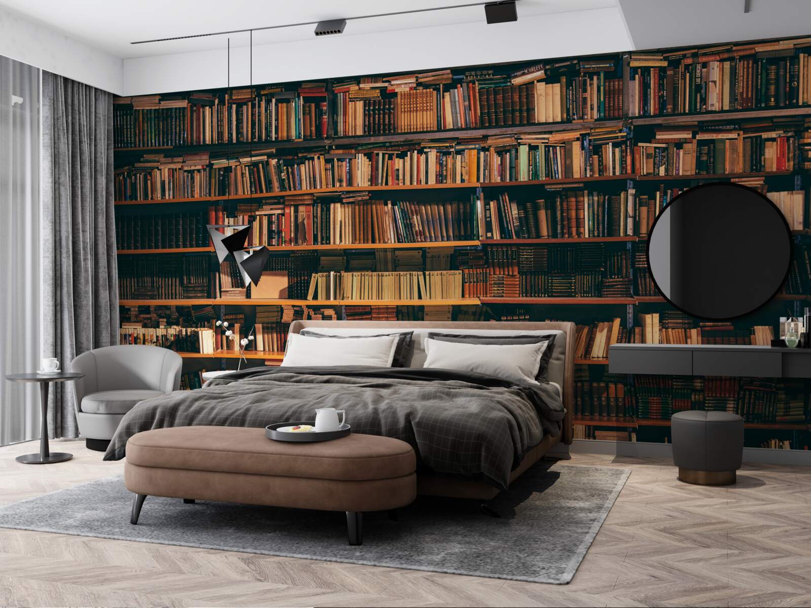 Fotobehang oud huis van boeken