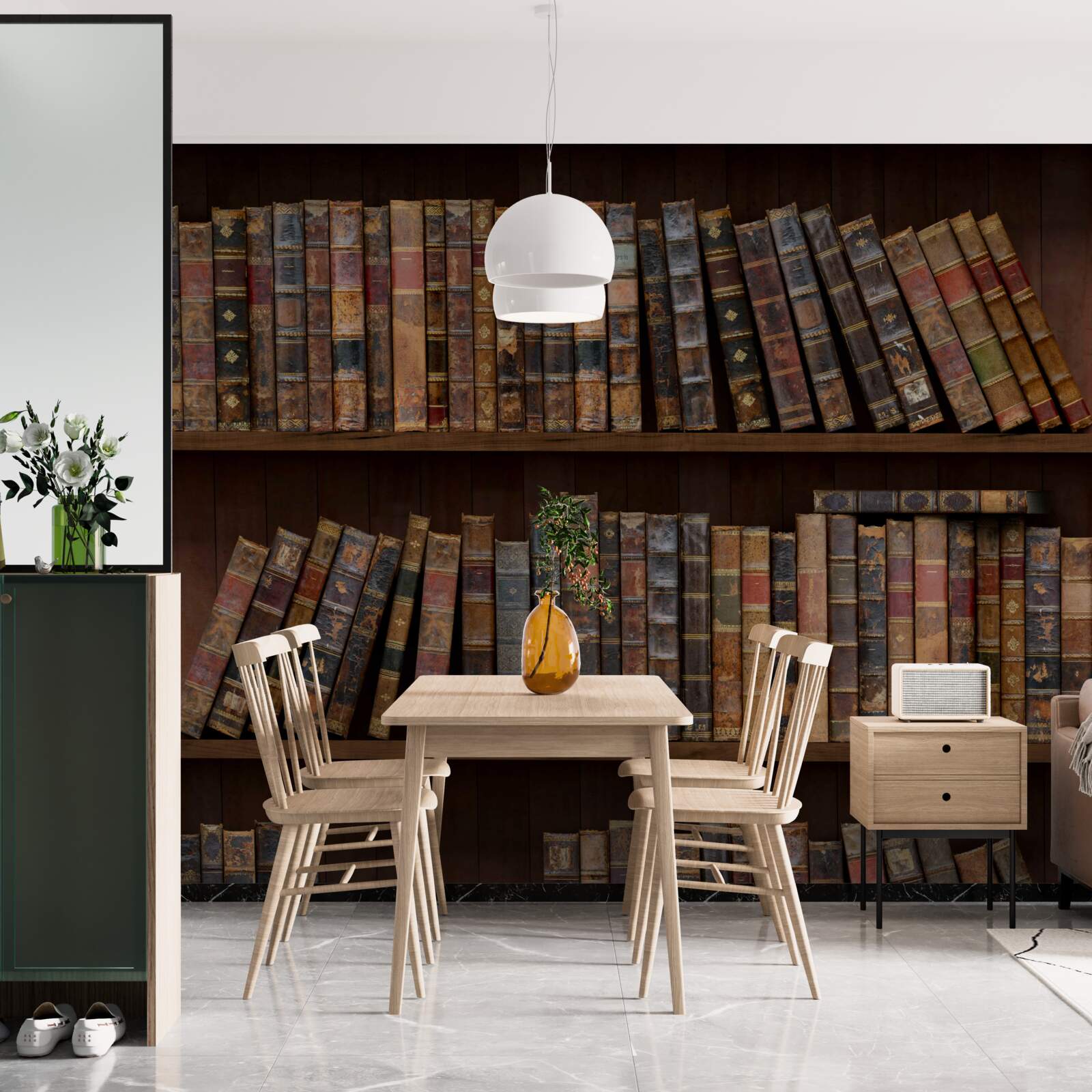 Fotobehang antieke boekdelen op kasten