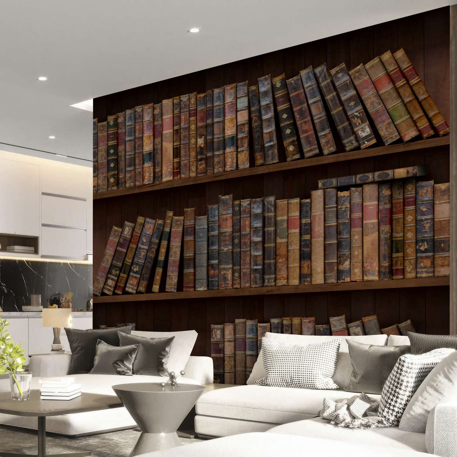 Fotobehang antieke boekdelen op kasten