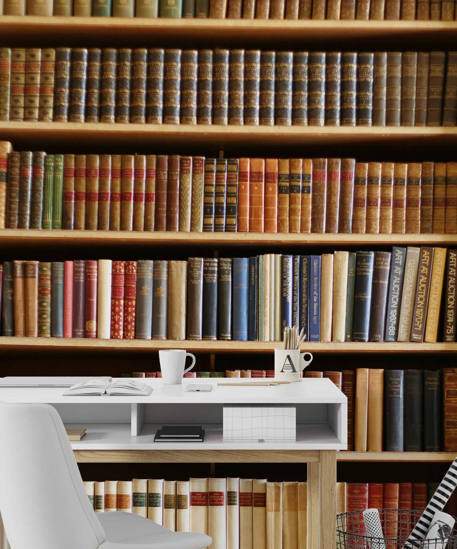 Fotobehang er staan veel boeken op de planken